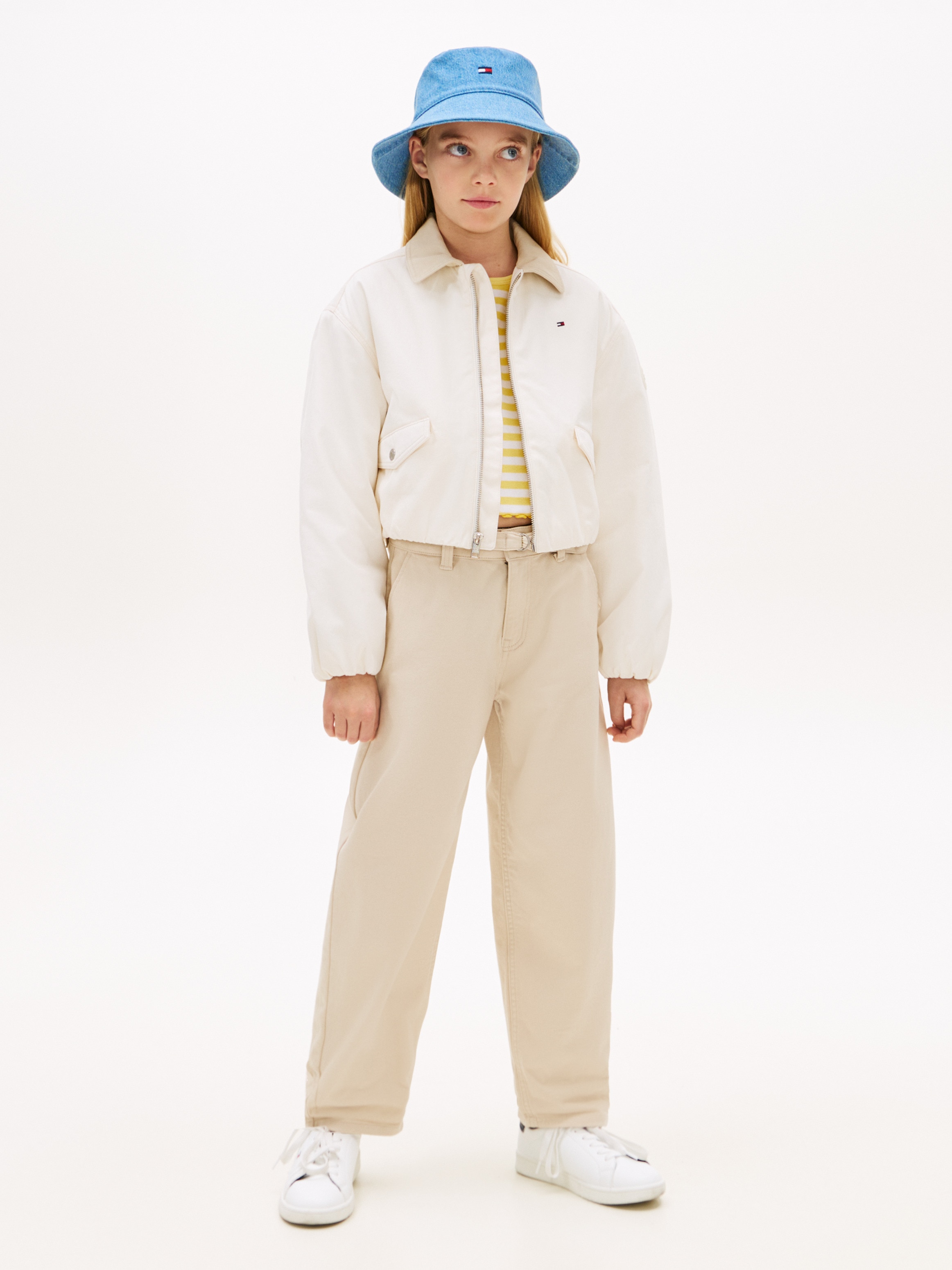 Blusão Bomber com Logótipo Traseiro em Relevo Creme-4