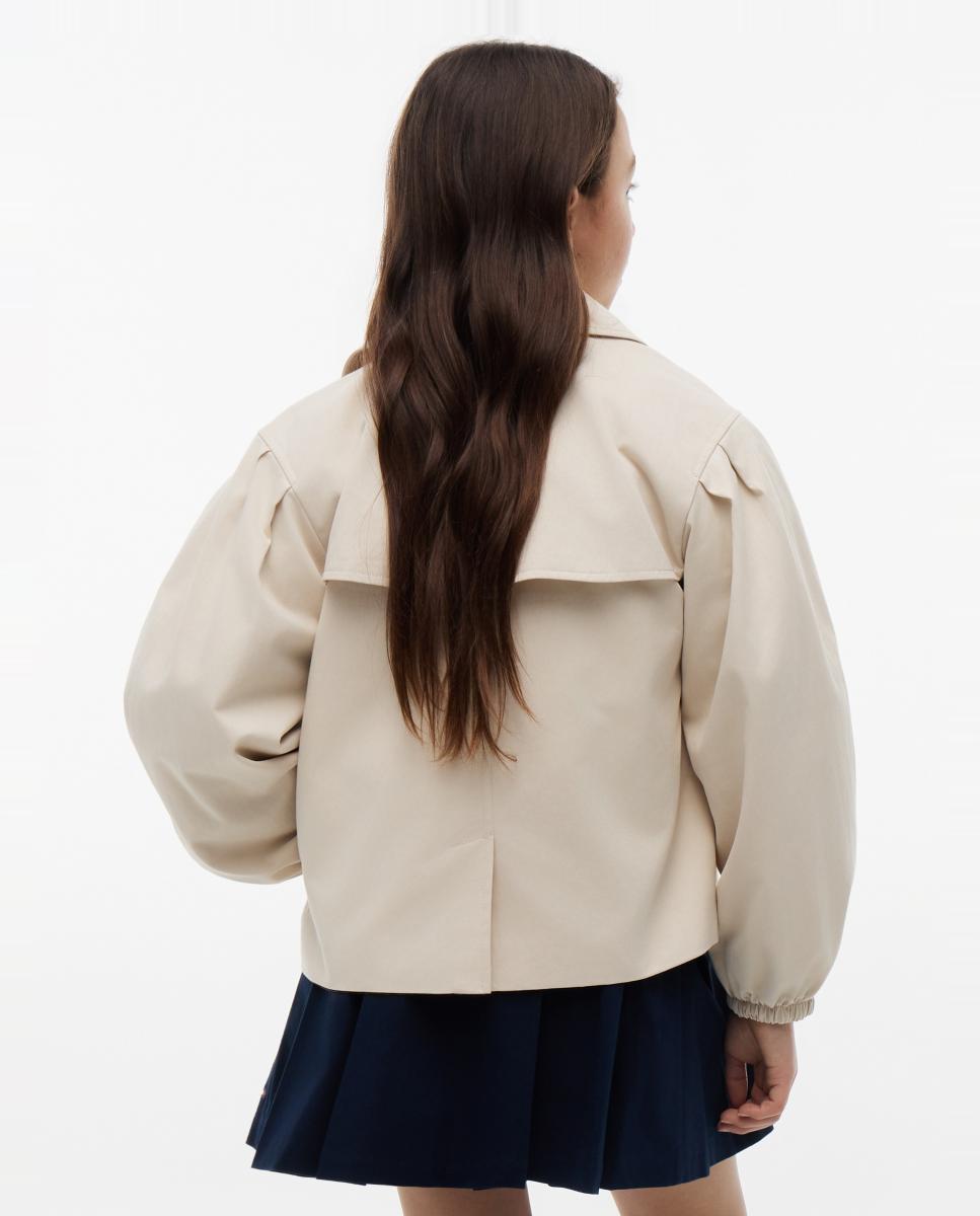 Gabardine Cruzada Curta Tommy Hilfiger Bege-2
