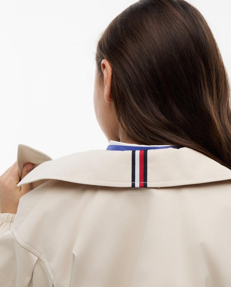 Gabardine Cruzada Curta Tommy Hilfiger Bege-3