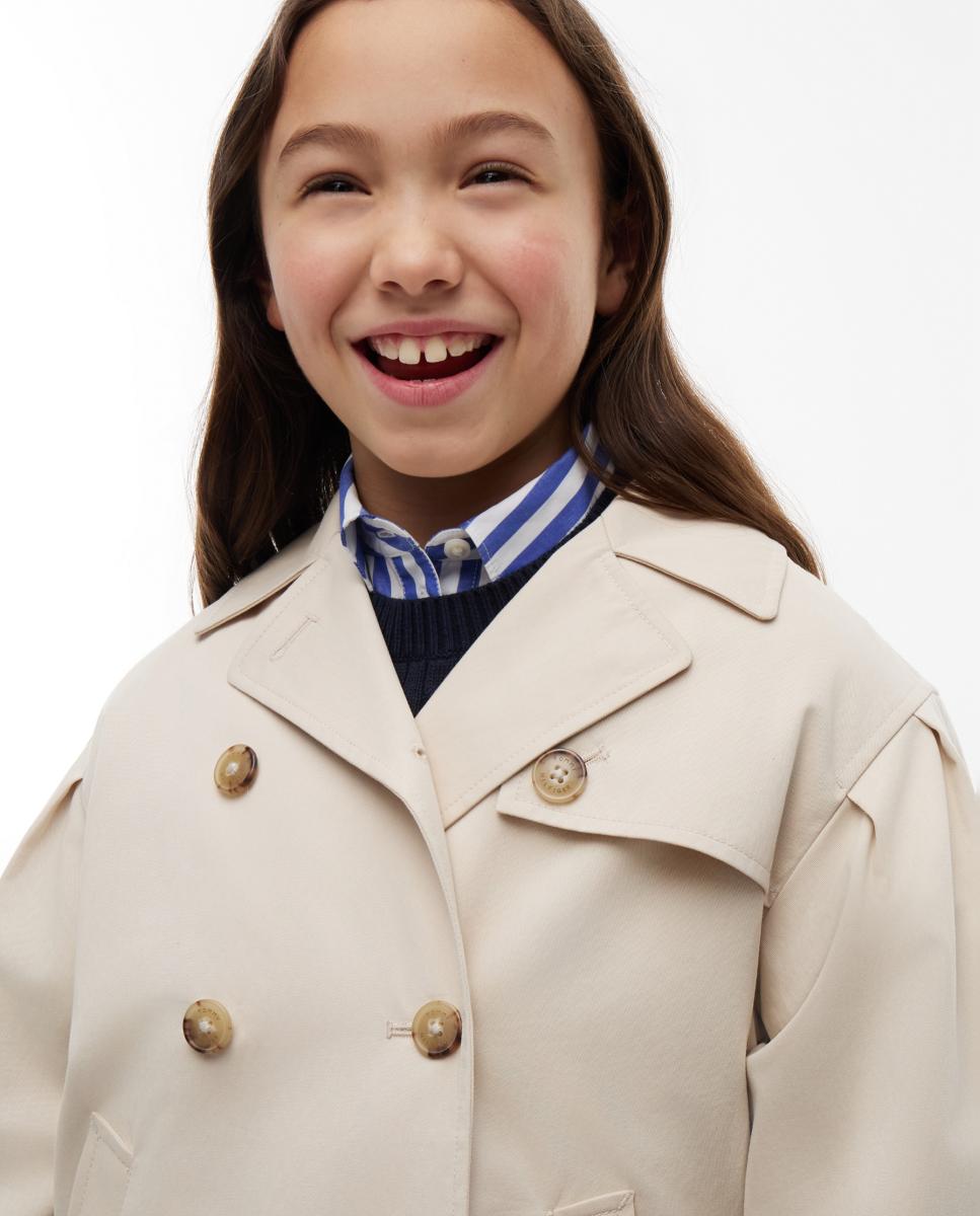 Gabardine Cruzada Curta Tommy Hilfiger Bege-4