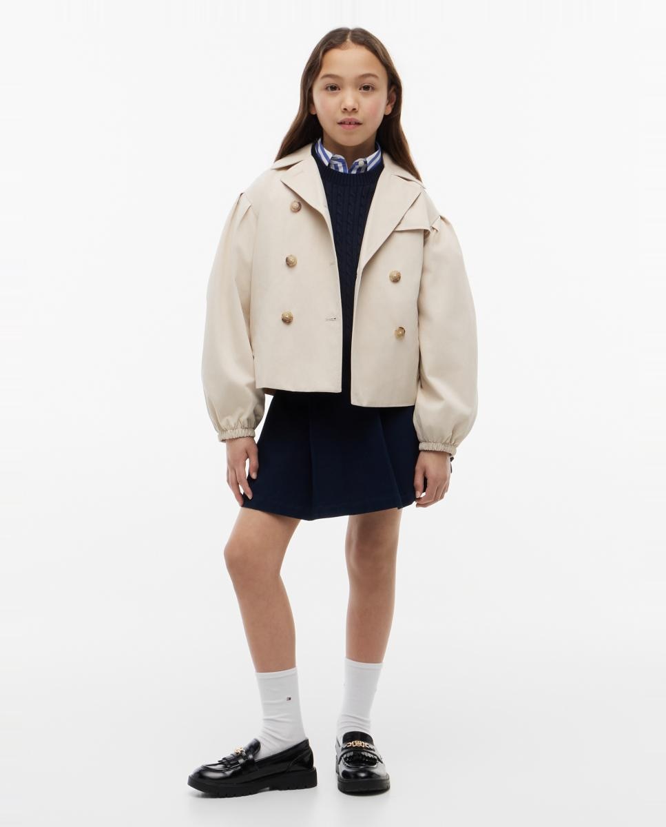 Gabardine Cruzada Curta Tommy Hilfiger Bege-5