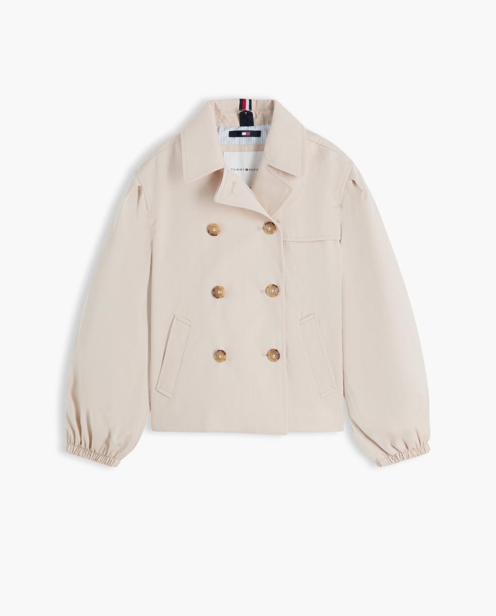 Gabardine Cruzada Curta Tommy Hilfiger Bege-6