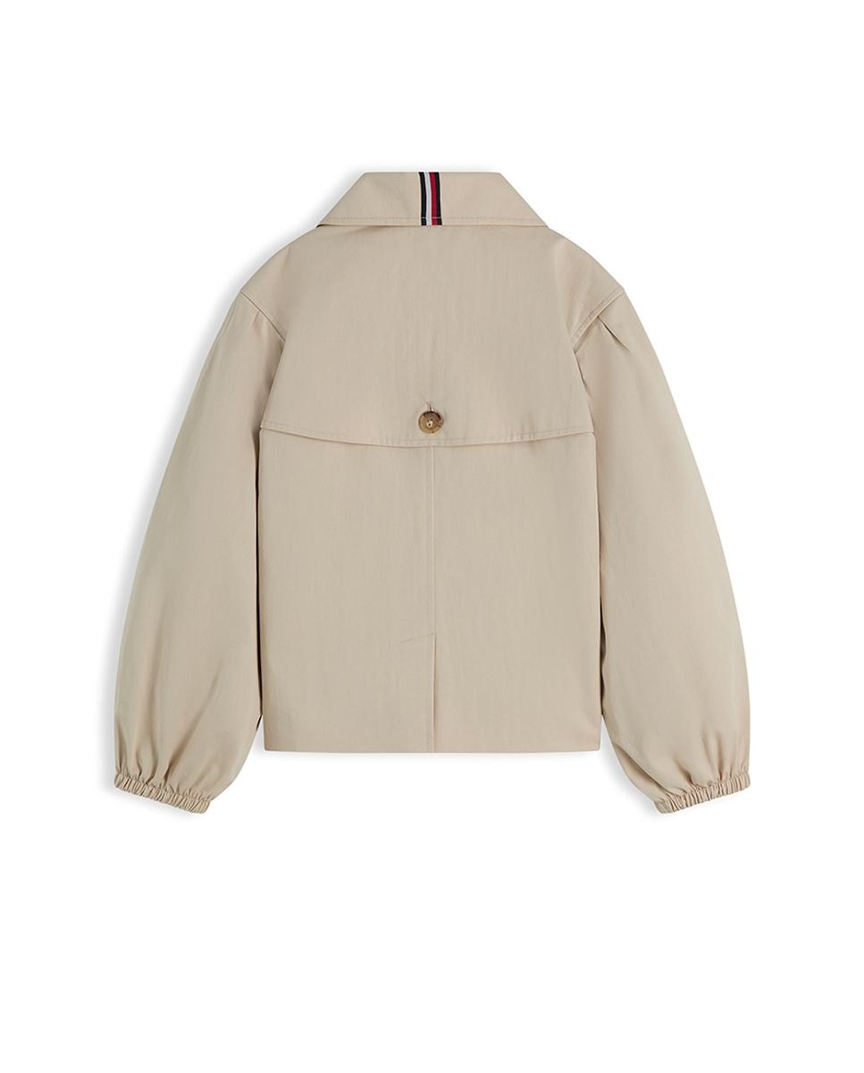 Gabardine Cruzada Curta Tommy Hilfiger Bege-7