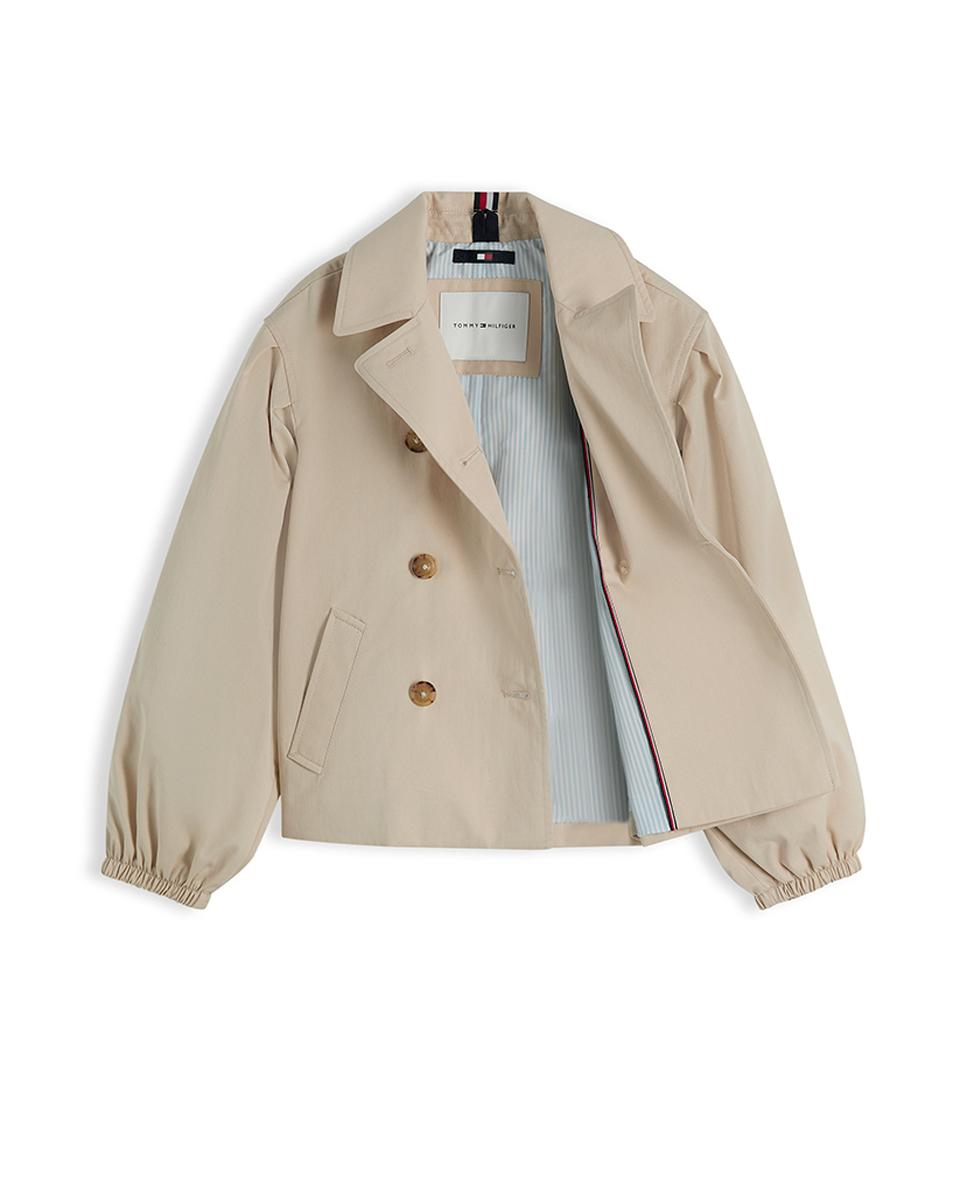 Gabardine Cruzada Curta Tommy Hilfiger Bege-8