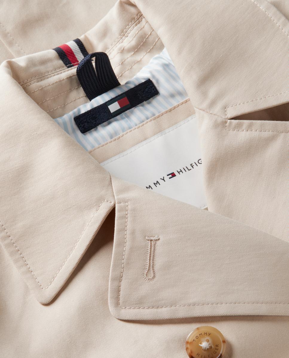 Gabardine Cruzada Curta Tommy Hilfiger Bege-9