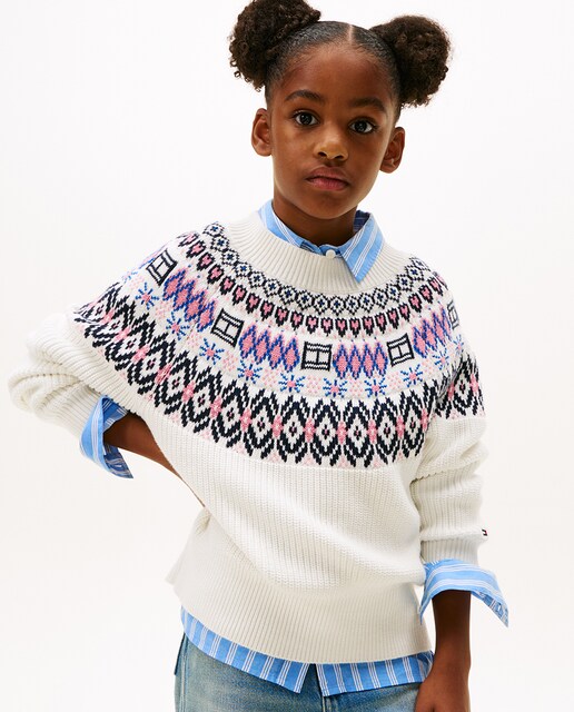 Imagem 0 de Camisola de Malha com Decote Redondo e Estampado de Rebordos Decorativos