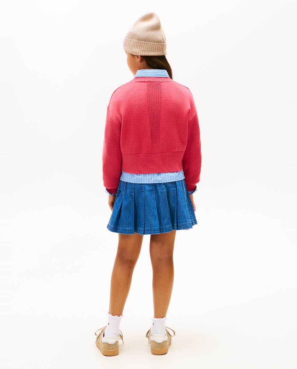 Camisola de Malha com Logótipo Bordado Tommy Hilfiger Rosa-2