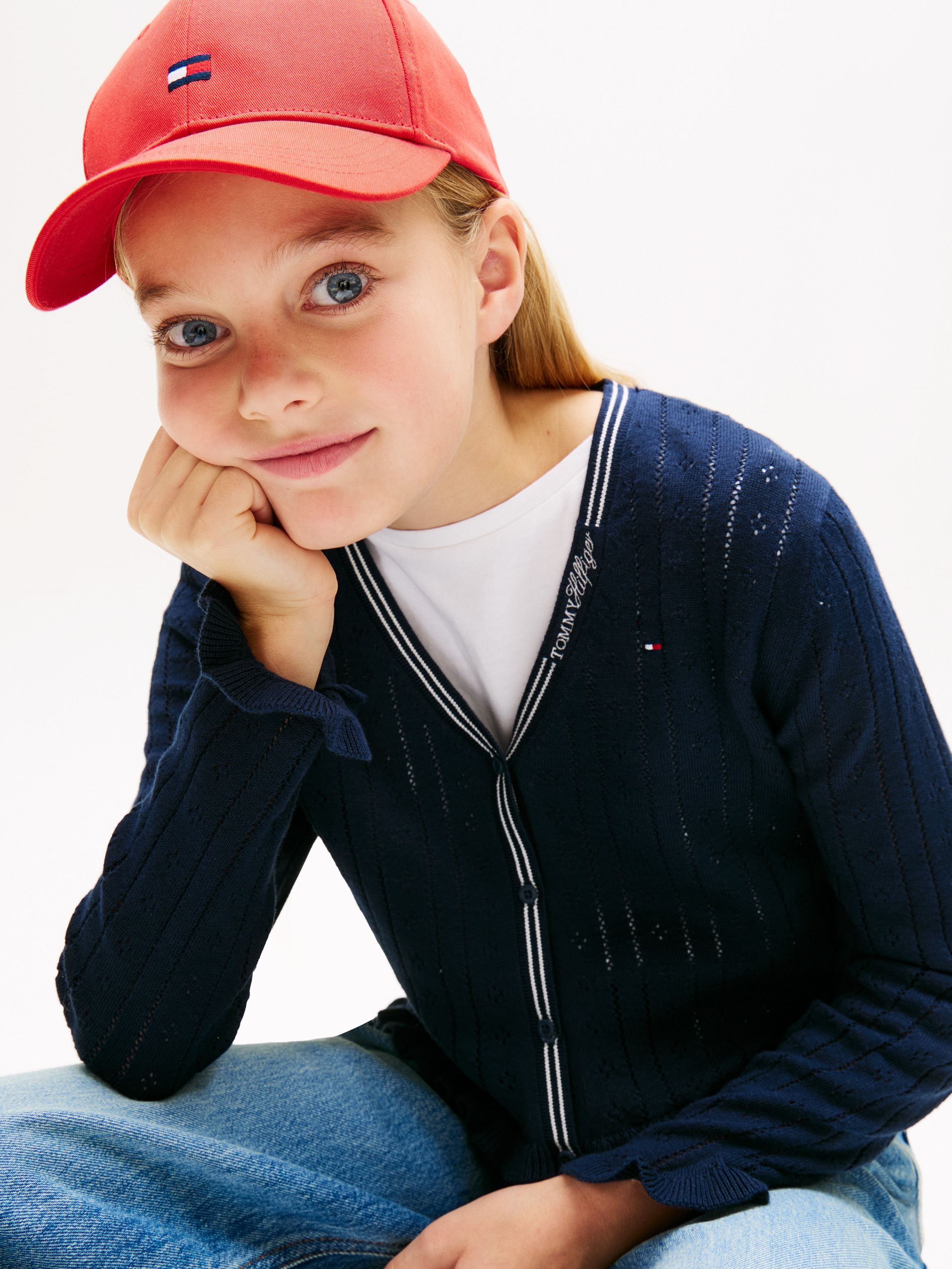 Cardigan de Malha Canelada Tommy Hilfiger Azul-3