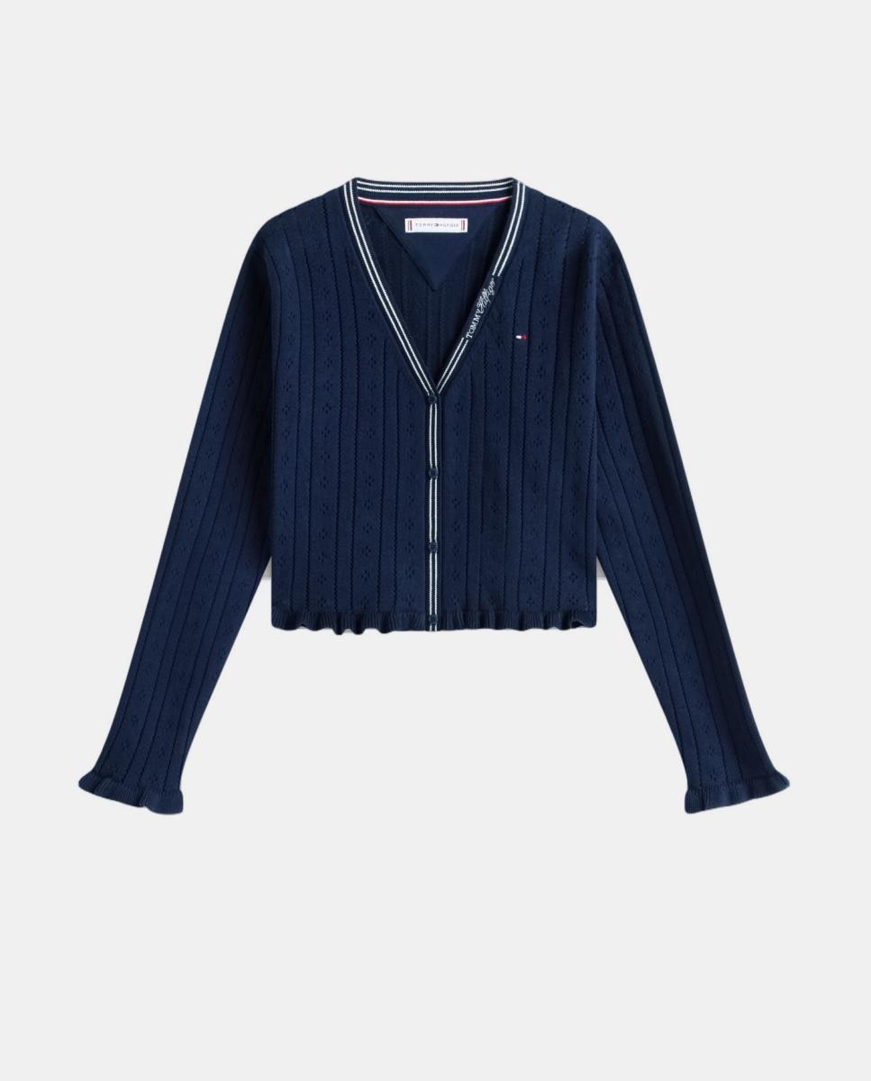 Cardigan de Malha Canelada Tommy Hilfiger Azul-5