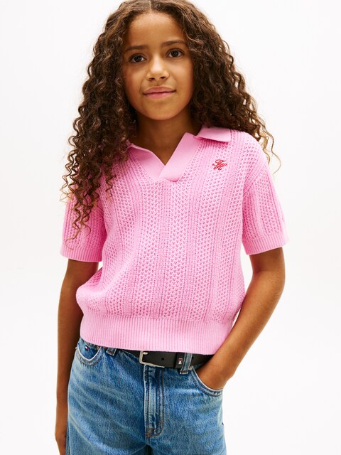 Jersey polo de crochet de niña