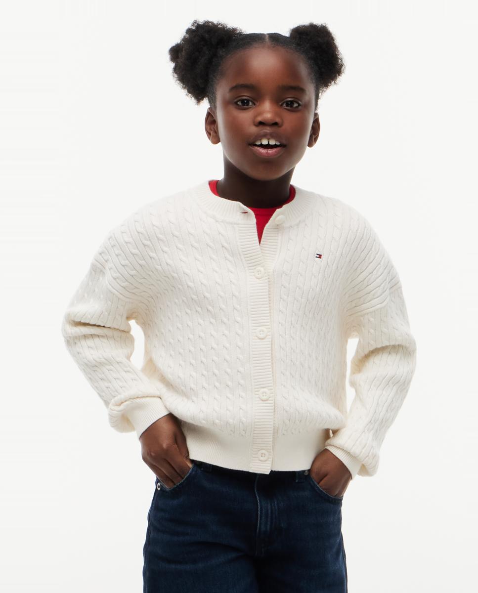 Cárdigan de niña de punto de cable - Tommy Hilfiger - Amarillo Amarillo-1
