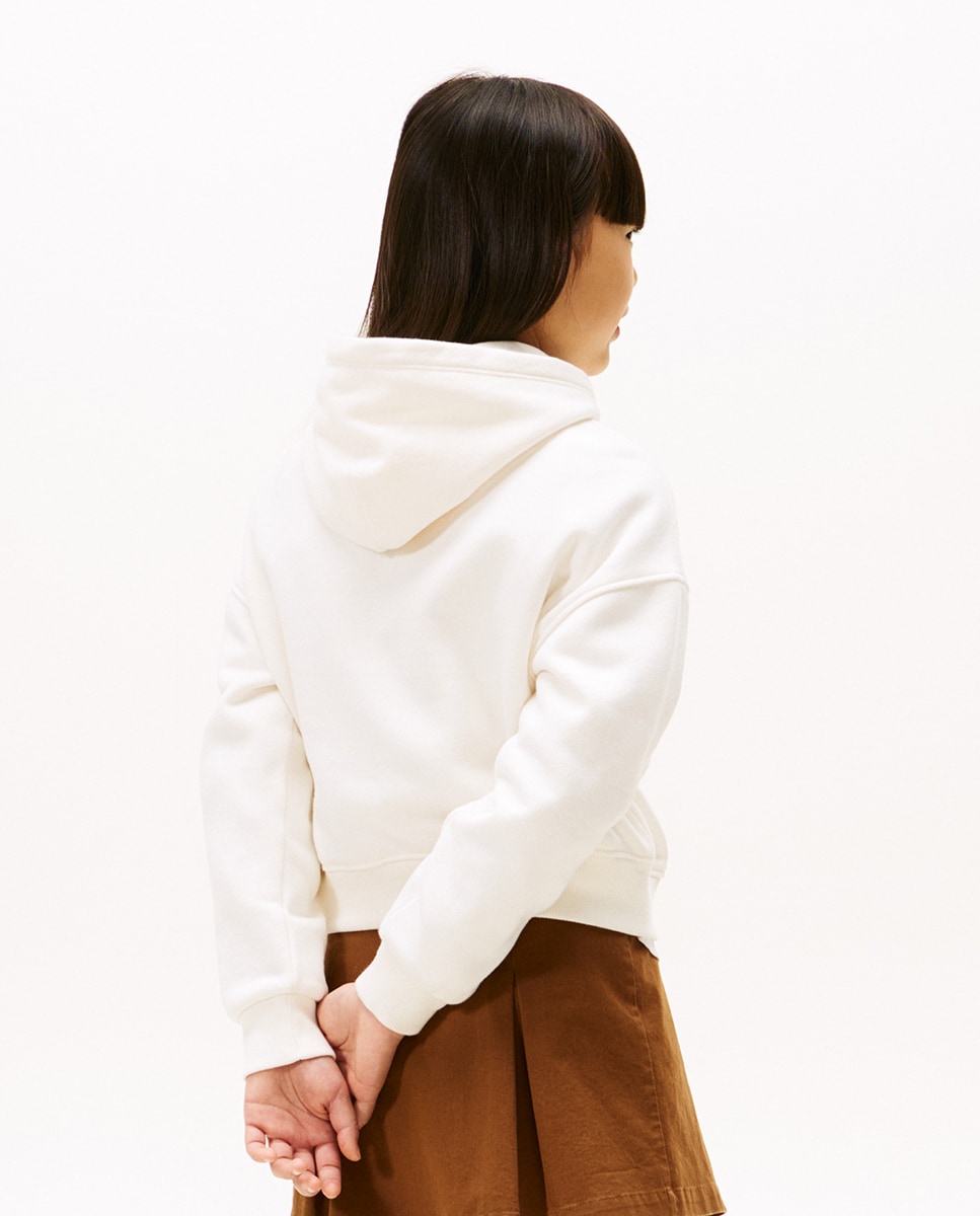 Sweatshirt com Capuz e Logótipo de Pedraria à Frente Branco-2