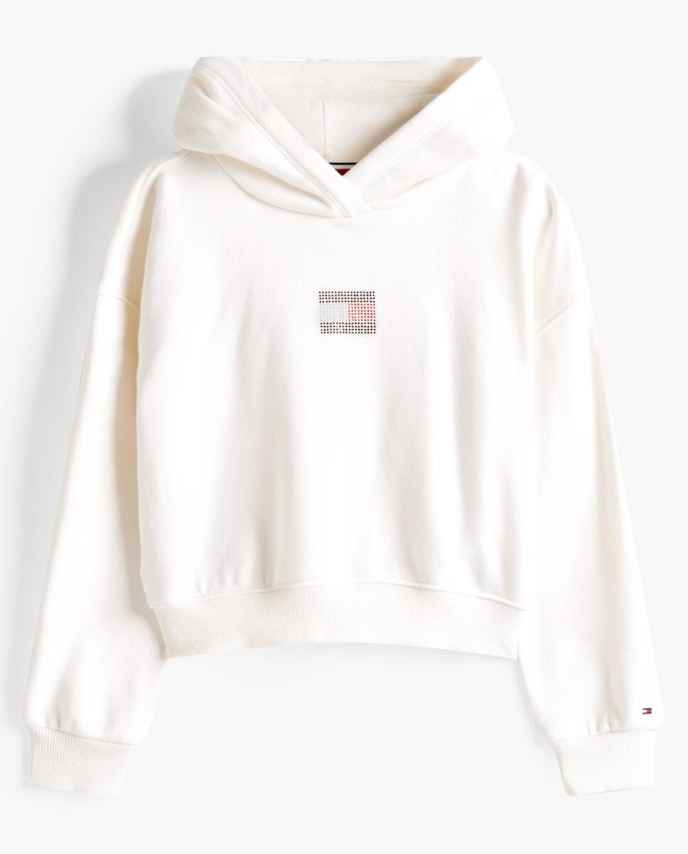 Sweatshirt com Capuz e Logótipo de Pedraria à Frente Branco-5