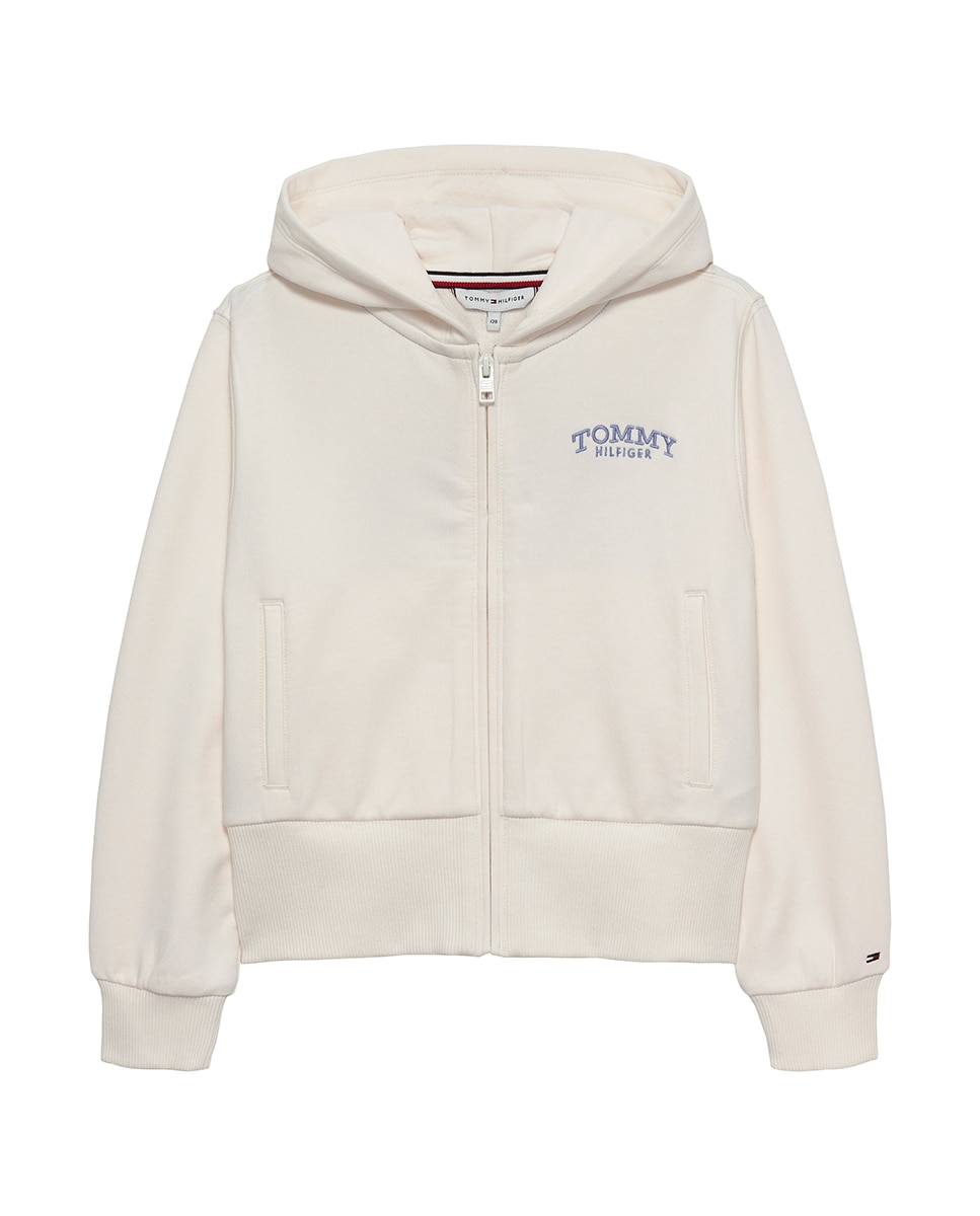 Sweatshirt com Capuz e Fecho de Correr Branco-5