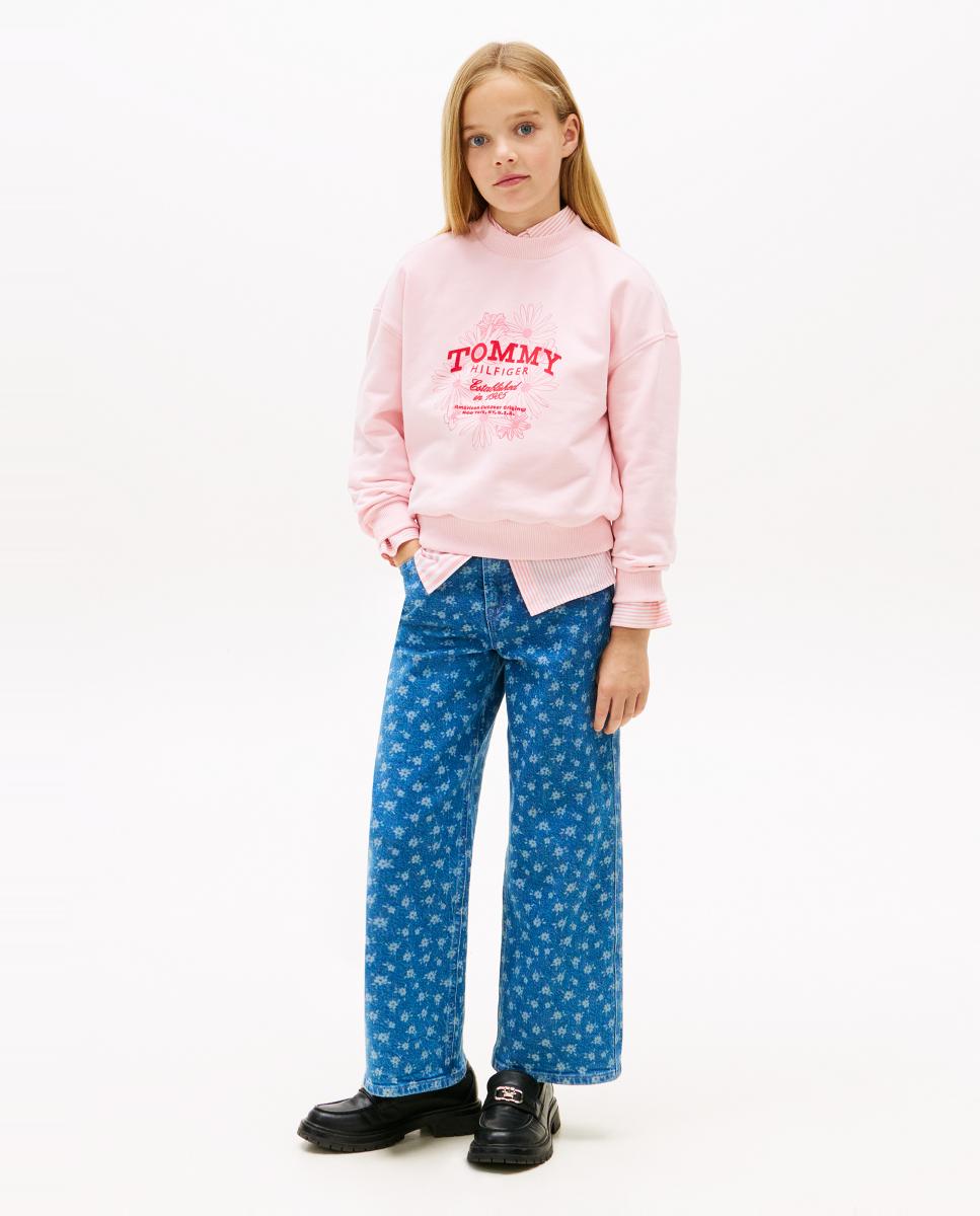 Sweatshirt com Logótipo Floral Tommy Hilfiger Rosa-4