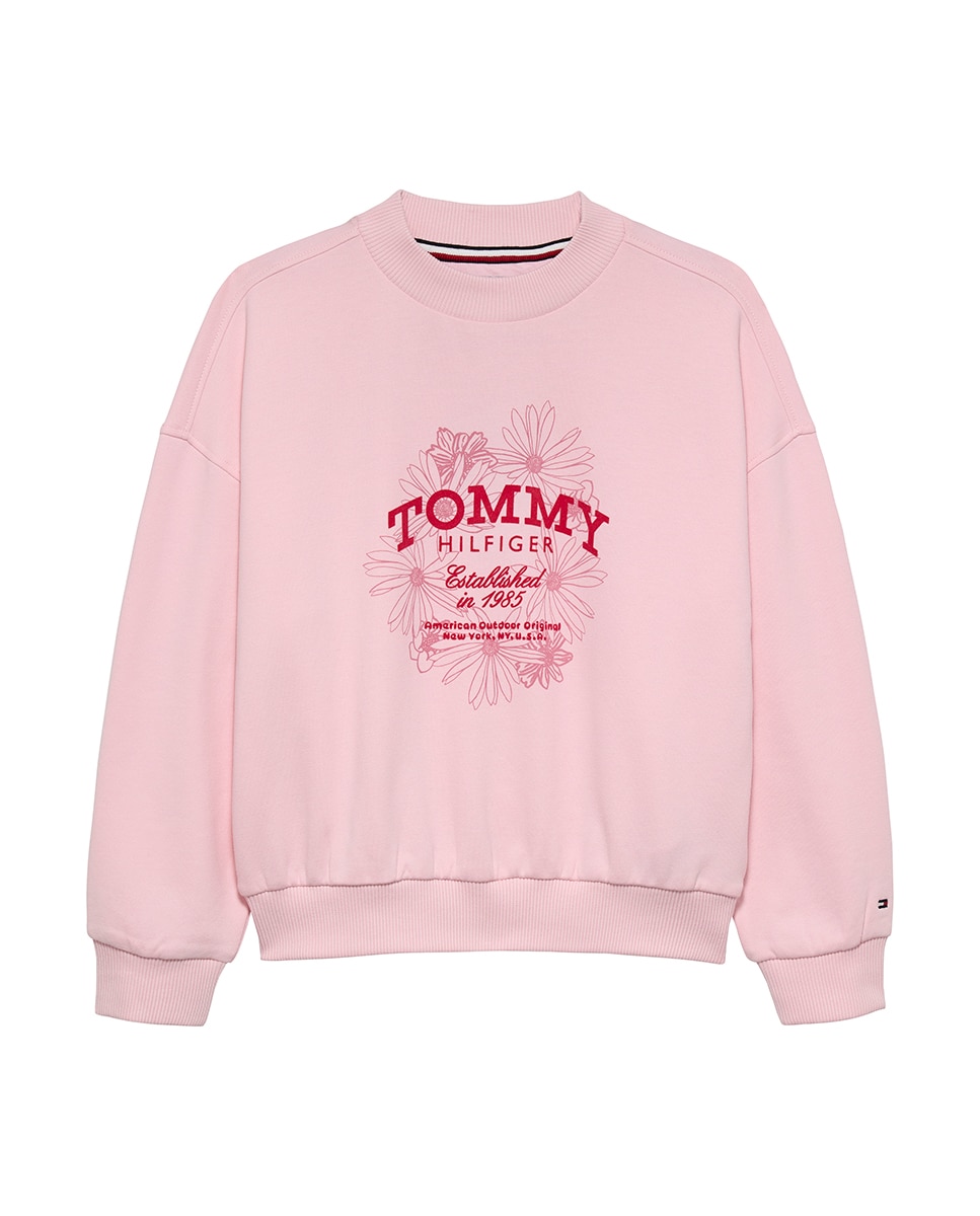 Sweatshirt com Logótipo Floral Tommy Hilfiger Rosa-5