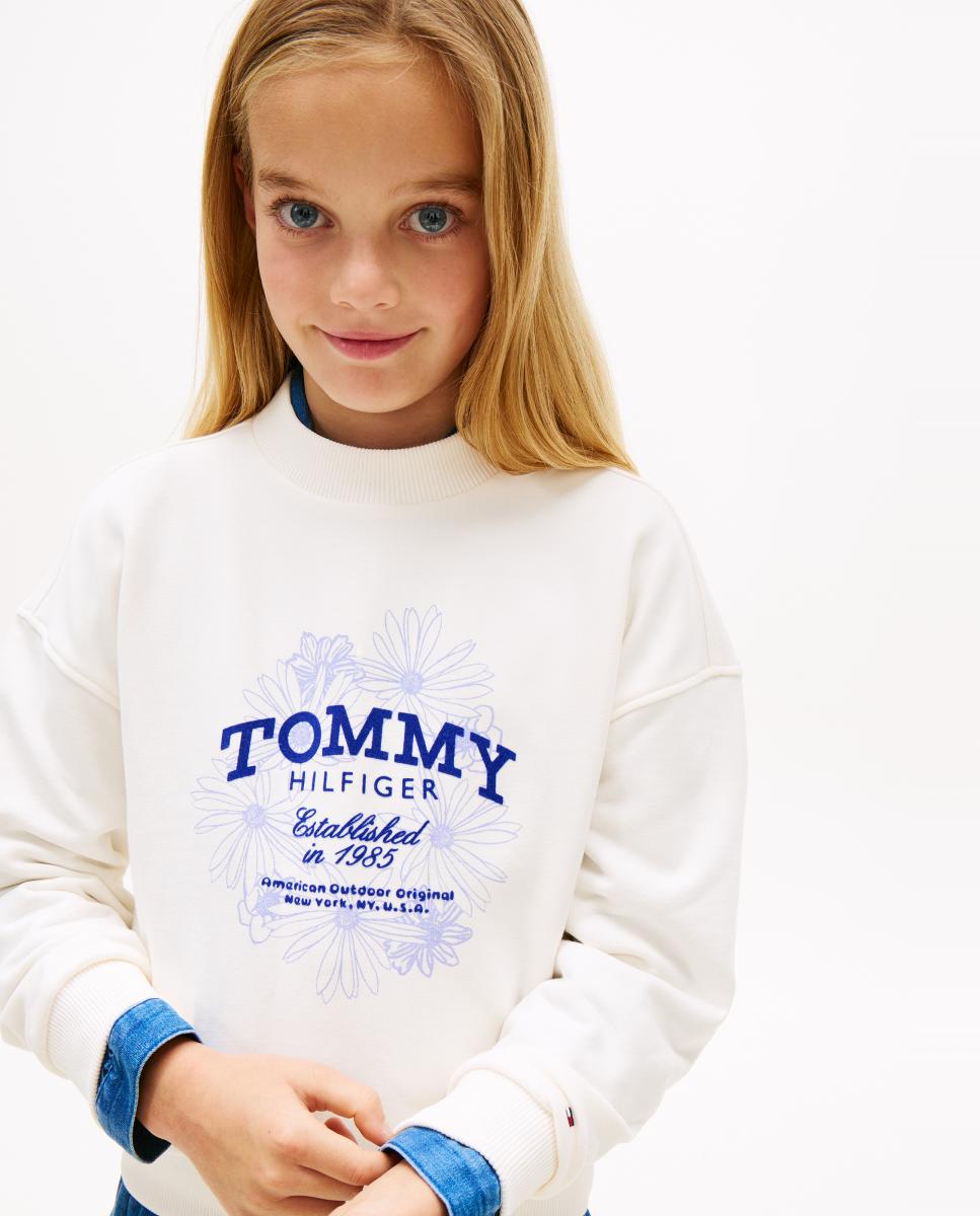 Sweatshirt com Logótipo Floral Tommy Hilfiger Branco-3