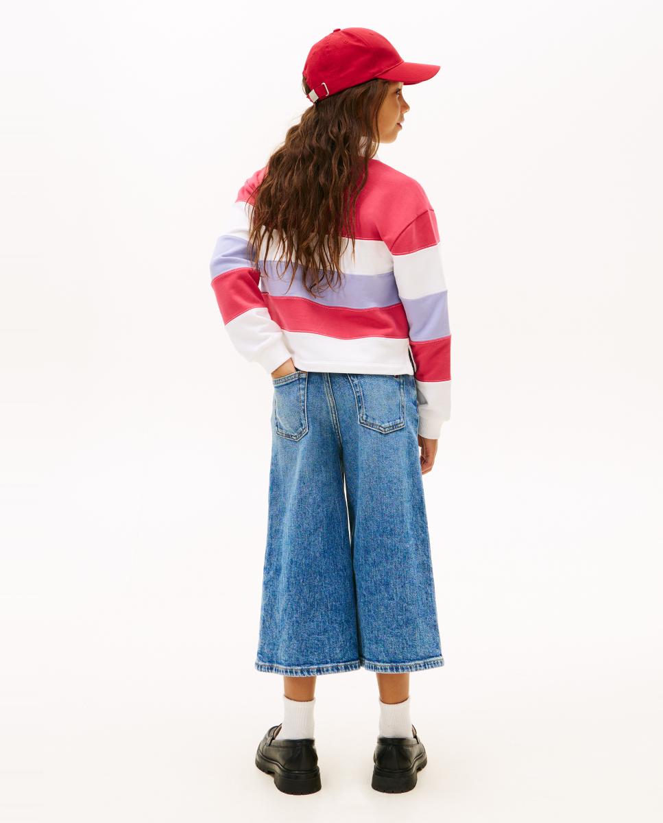 Polo Tipo Sweatshirt às Riscas Tommy Hilfiger Rosa-2