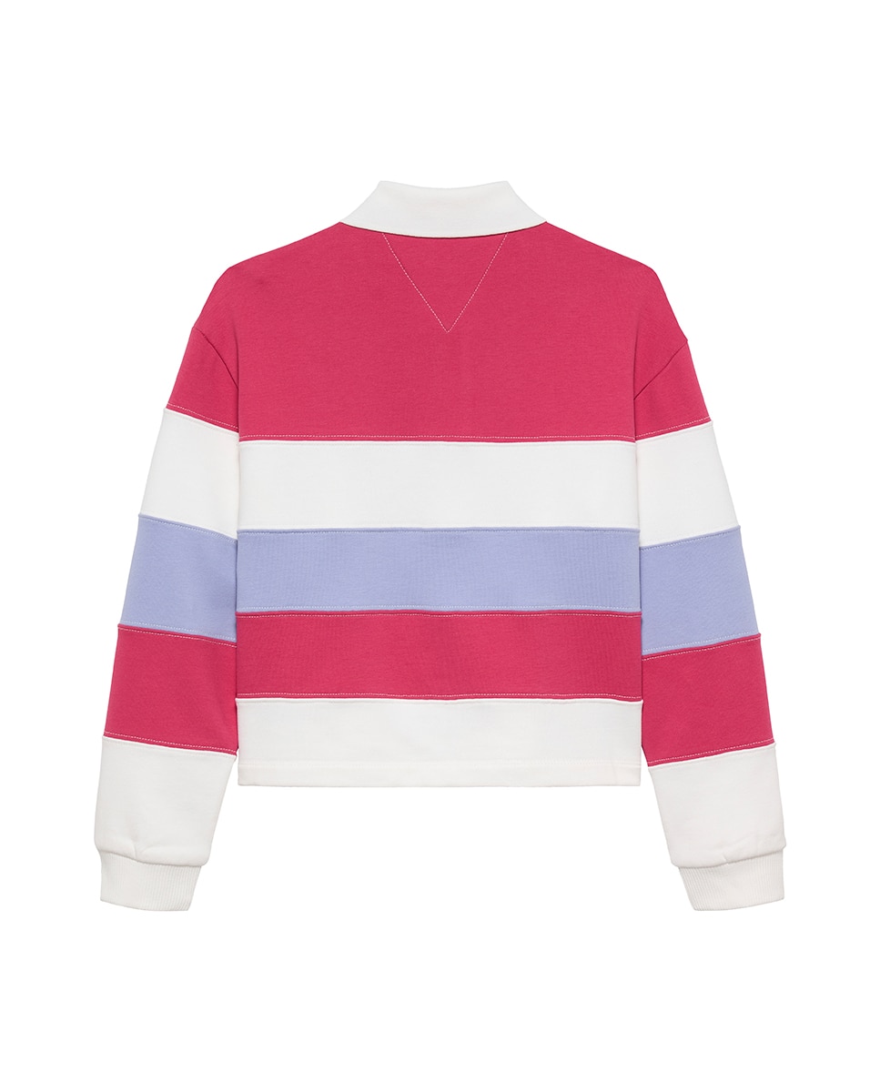 Polo Tipo Sweatshirt às Riscas Tommy Hilfiger Rosa-6