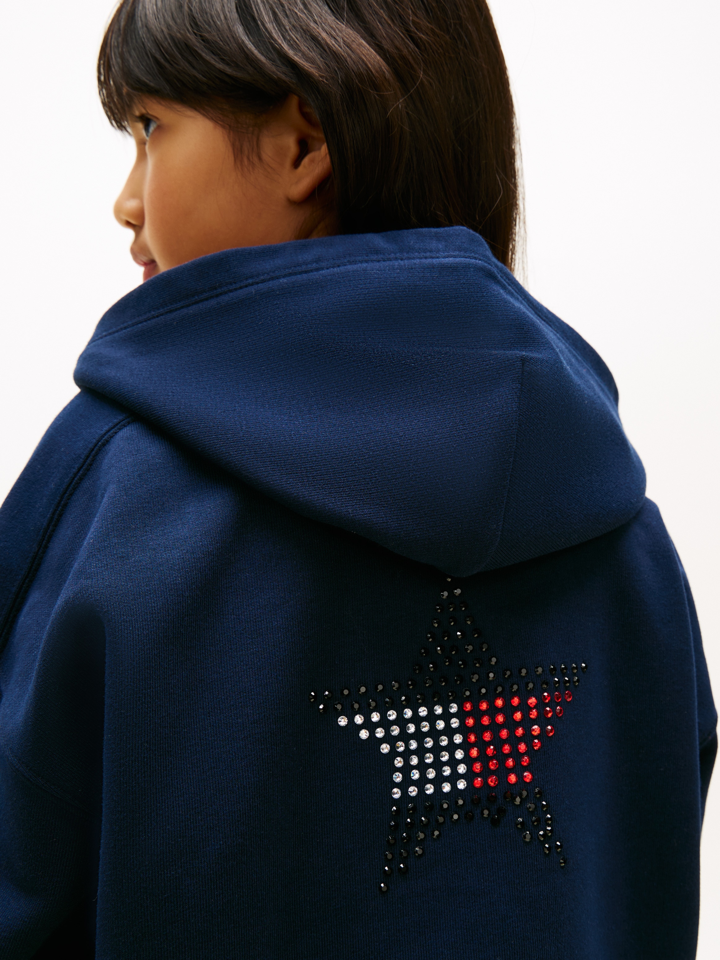 Sweatshirt com Capuz e Estrela Decorativa nas Costas Tommy Hilfiger Azul-3