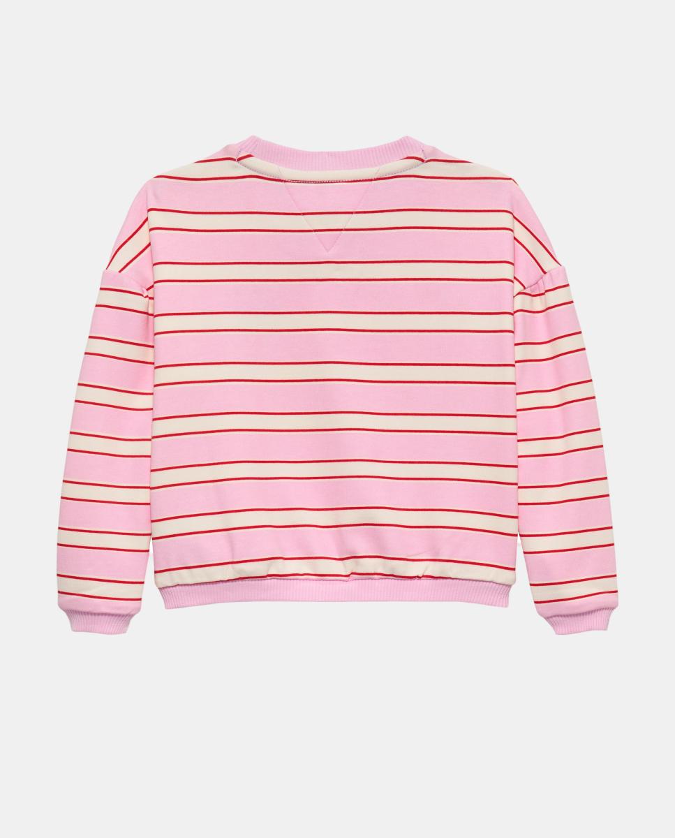 Sweatshirt às Riscas com Detalhe Bordado Tommy Hilfiger Rosa-2