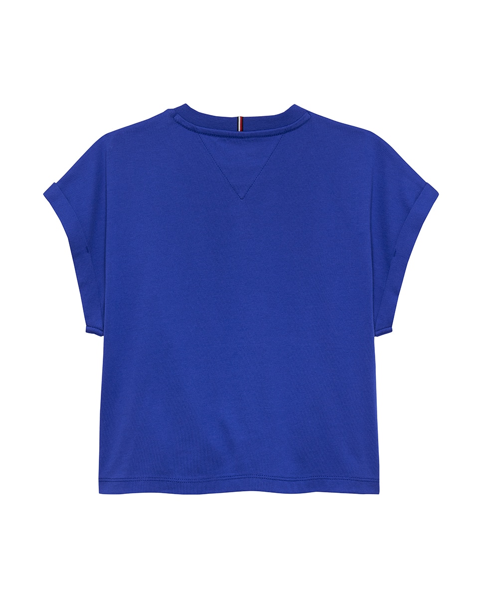 T-shirt Cropped com Logótipo Floral Tommy Hilfiger Azul-7
