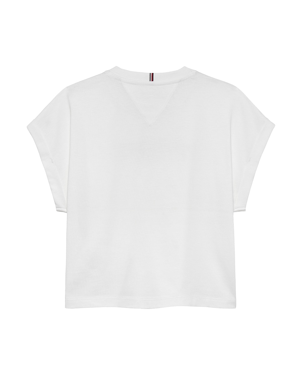 T-shirt Cropped com Logótipo Floral Tommy Hilfiger Branco-6