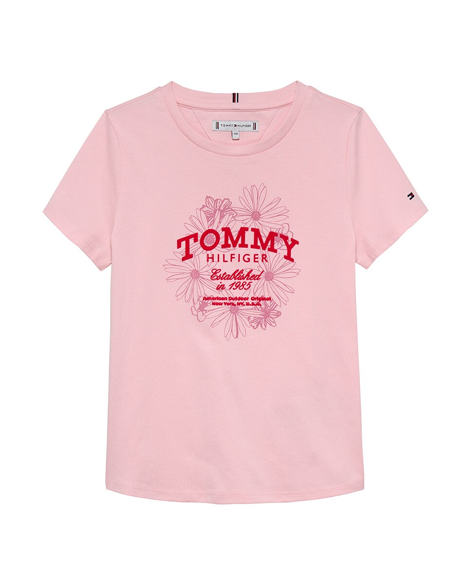 T-shirt com Logótipo Floral Rosa-5