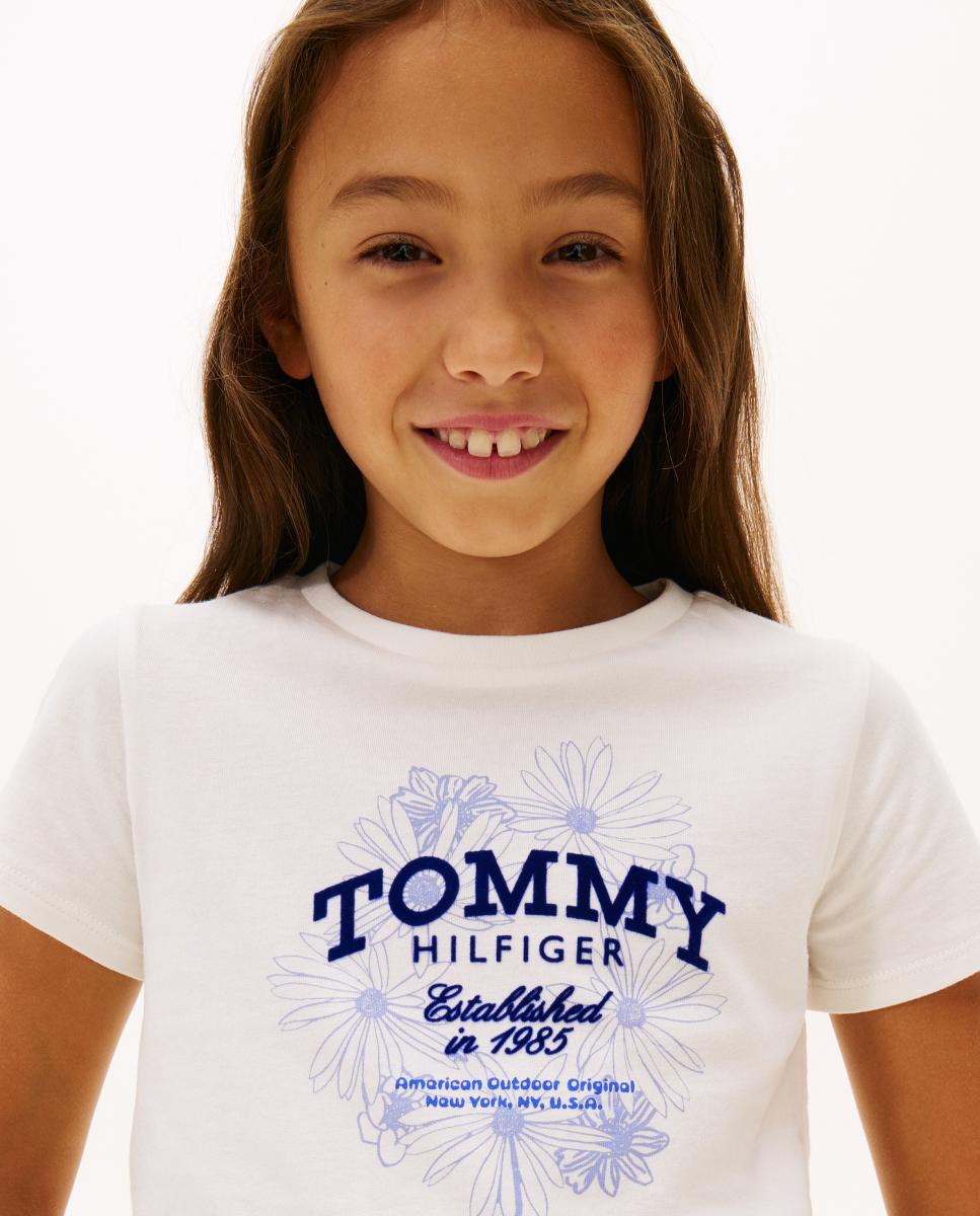 T-shirt com Logótipo Floral Tommy Hilfiger Branco-3