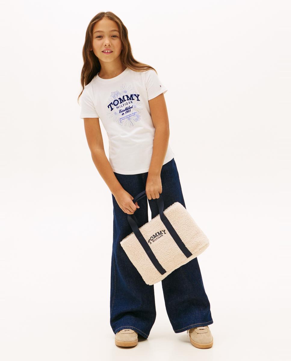 T-shirt com Logótipo Floral Tommy Hilfiger Branco-5