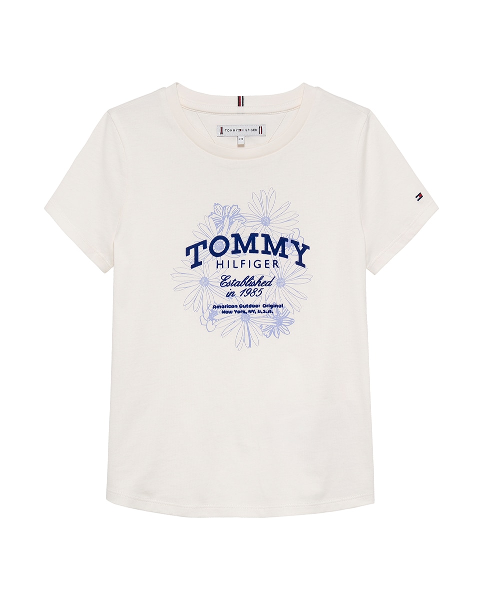 T-shirt com Logótipo Floral Tommy Hilfiger Branco-6