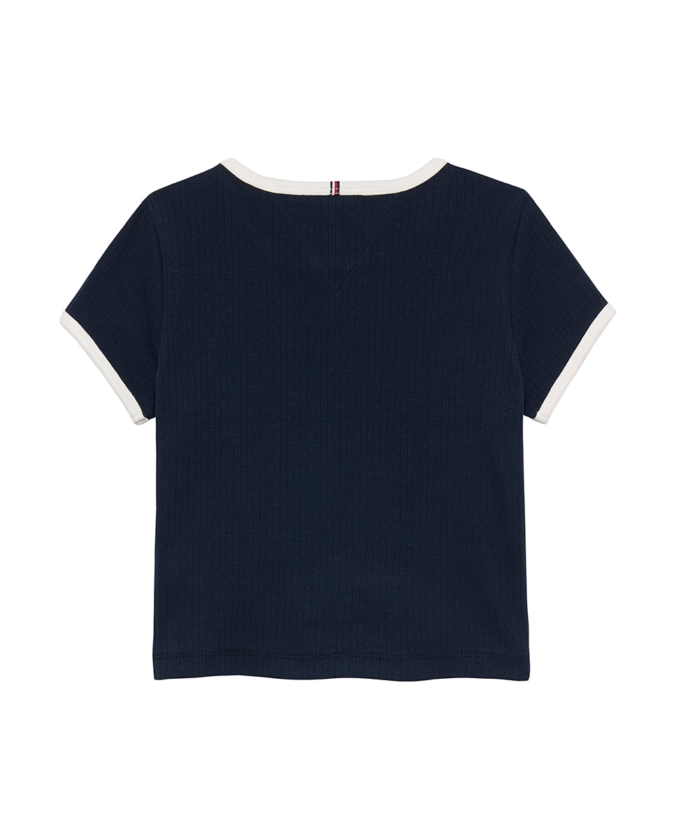 T-shirt Canelada com Manga Curta Tommy Hilfiger Azul-2