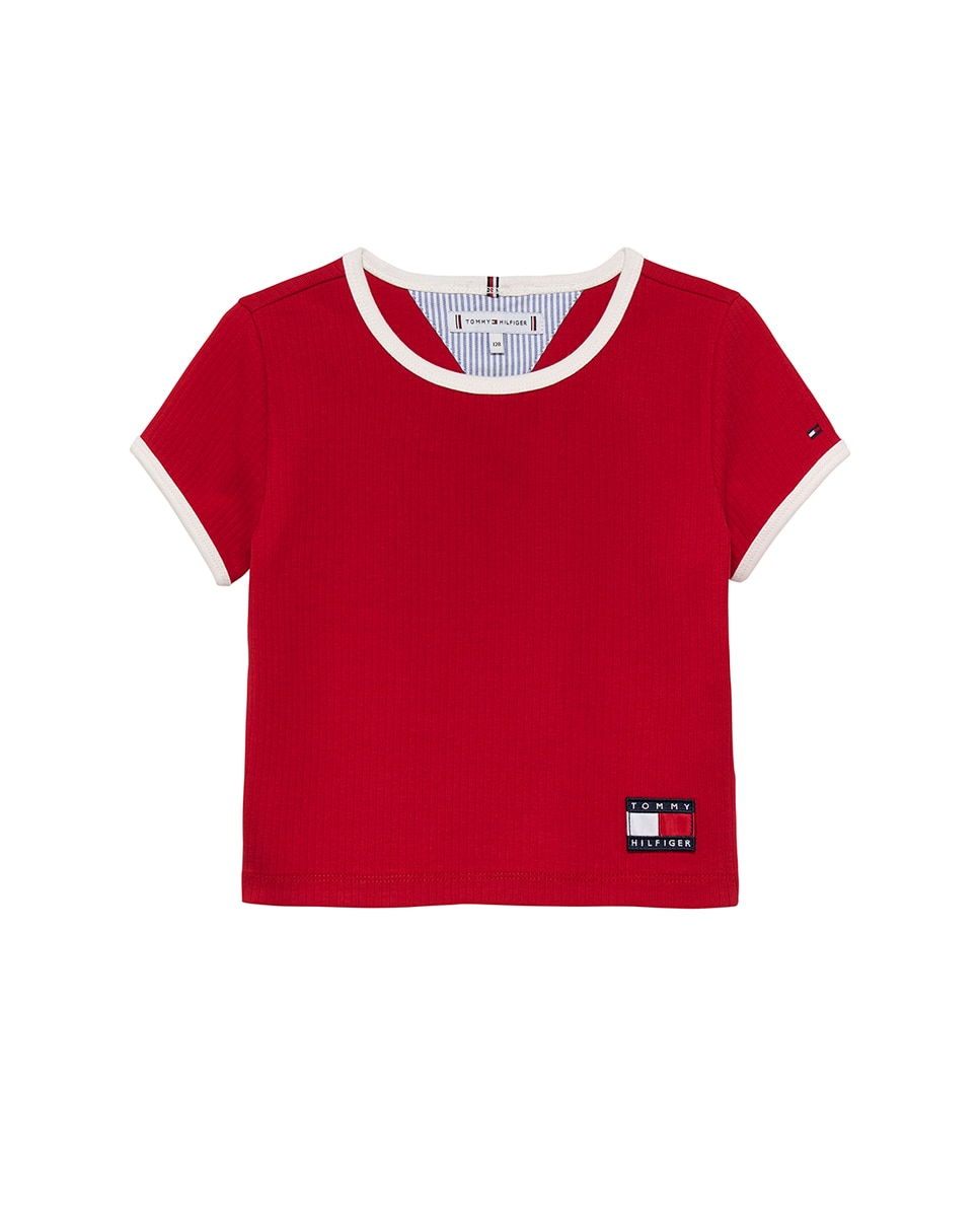 T-shirt Canelada com Manga Curta Tommy Hilfiger Vermelho-1