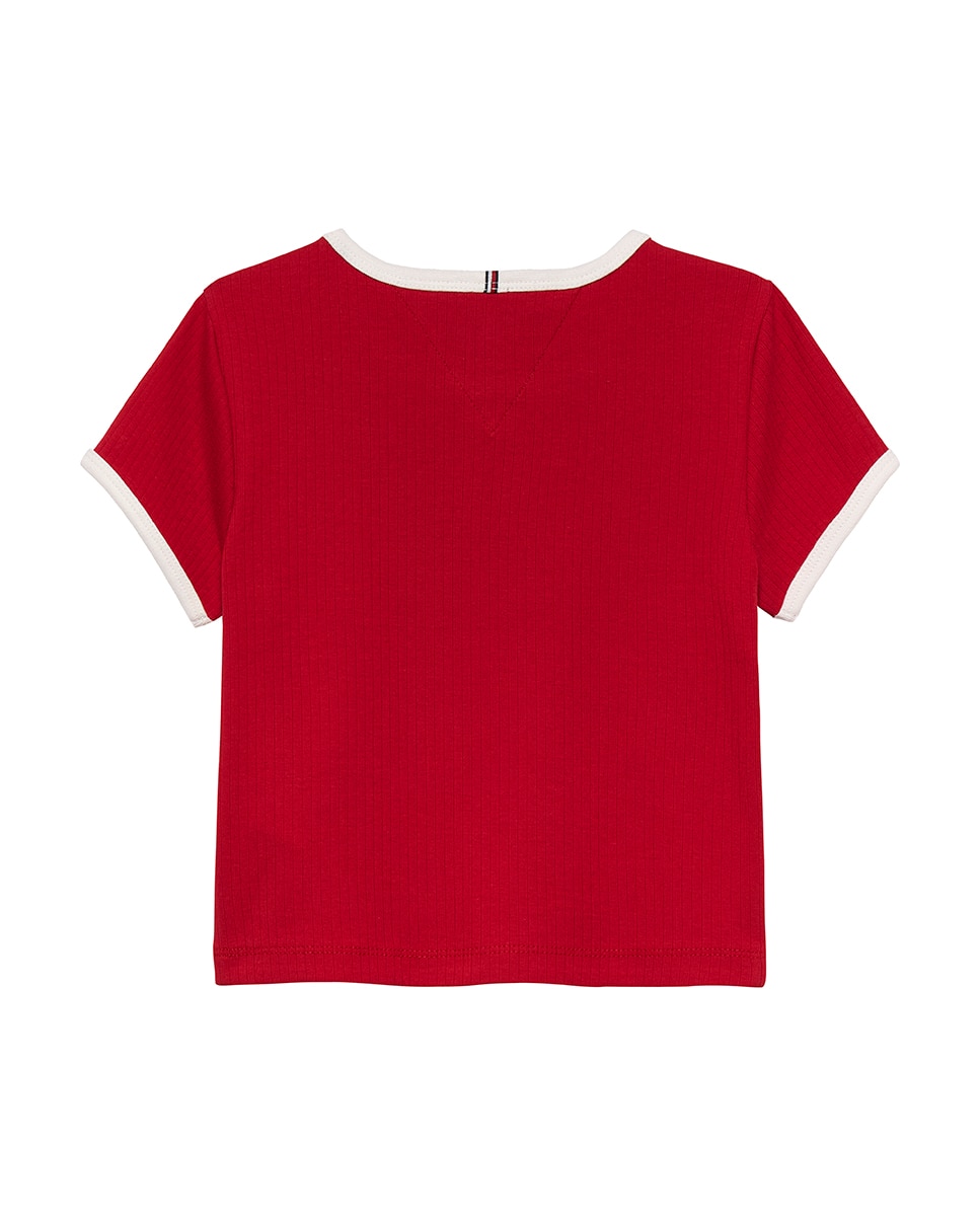 T-shirt Canelada com Manga Curta Tommy Hilfiger Vermelho-2