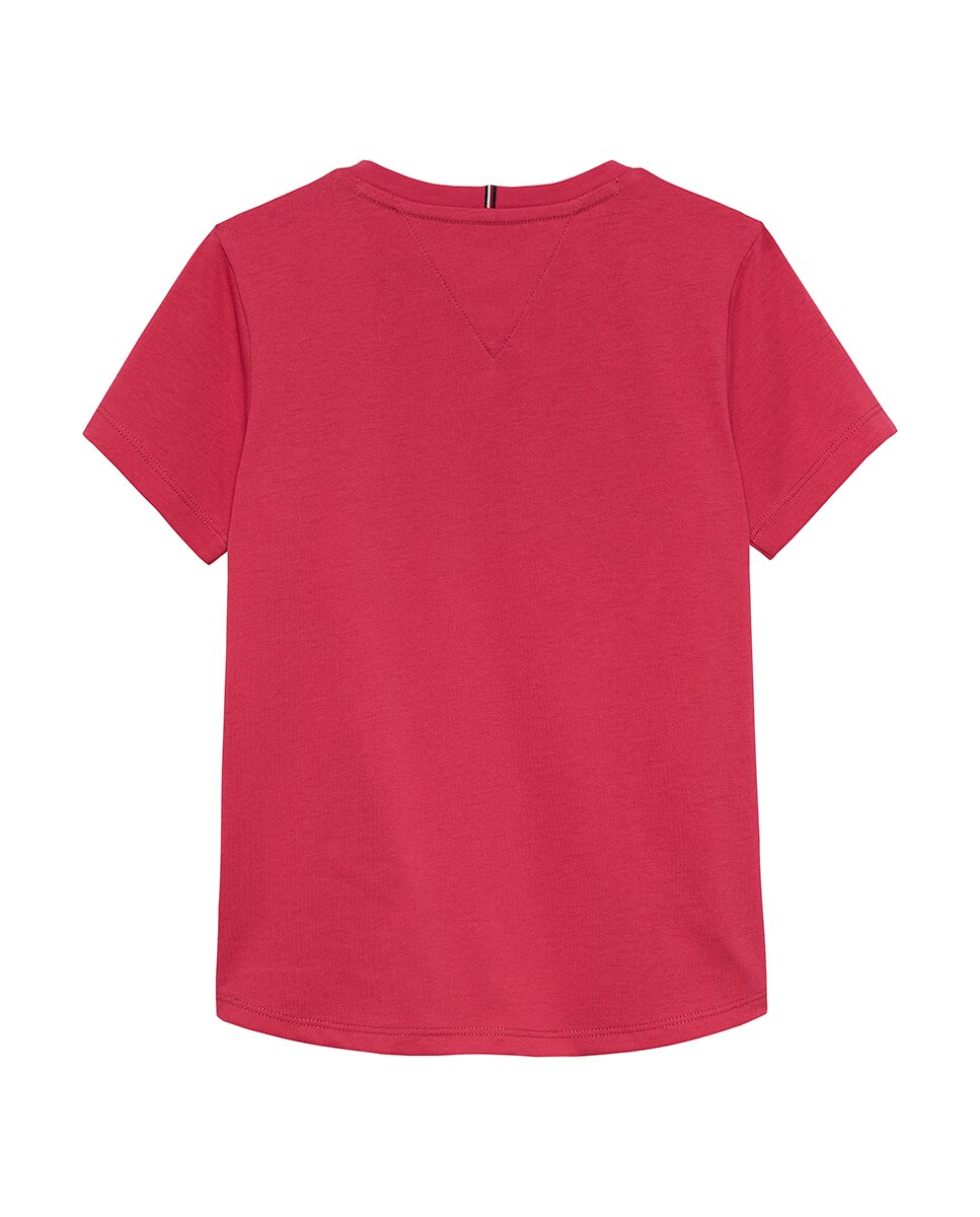 T-shirt com Logótipo Metalizado à Frente Tommy Hilfiger Rosa-2