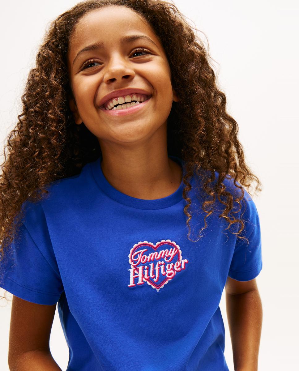 Camiseta de niña con logo en forma de corazón - Tommy Hilfiger - Azul Azul-3