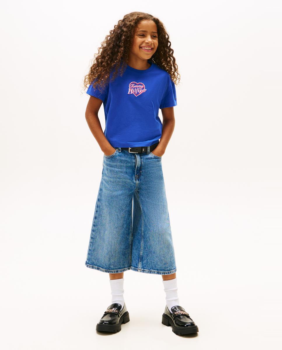 Camiseta de niña con logo en forma de corazón - Tommy Hilfiger - Azul Azul-4