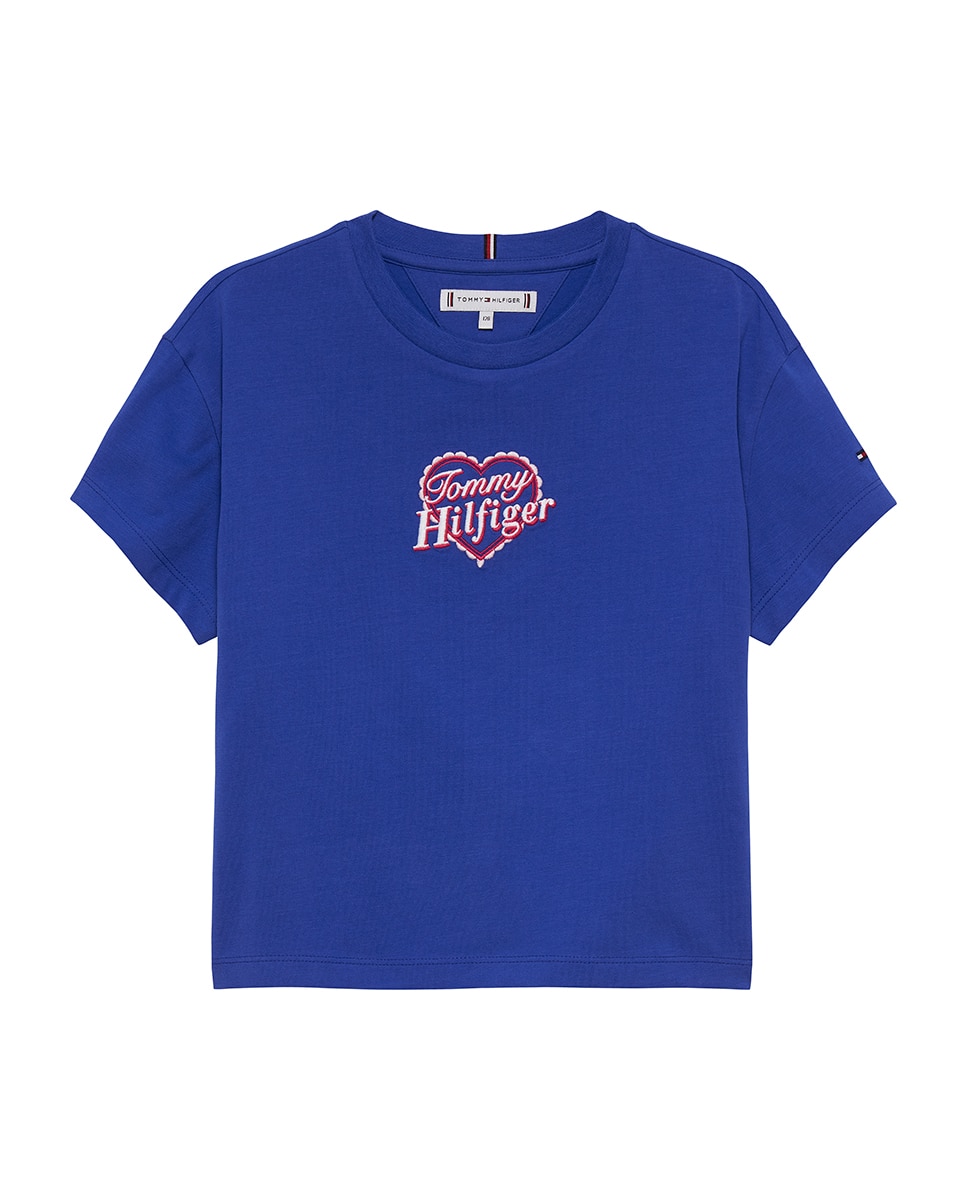 Camiseta de niña con logo en forma de corazón - Tommy Hilfiger - Azul Azul-5
