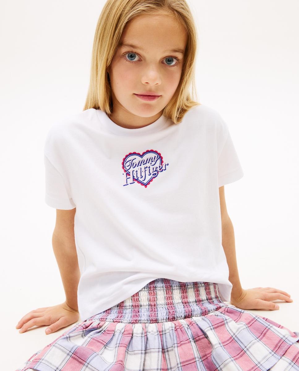 T-shirt com Logótipo em Forma de Coração Branco-3