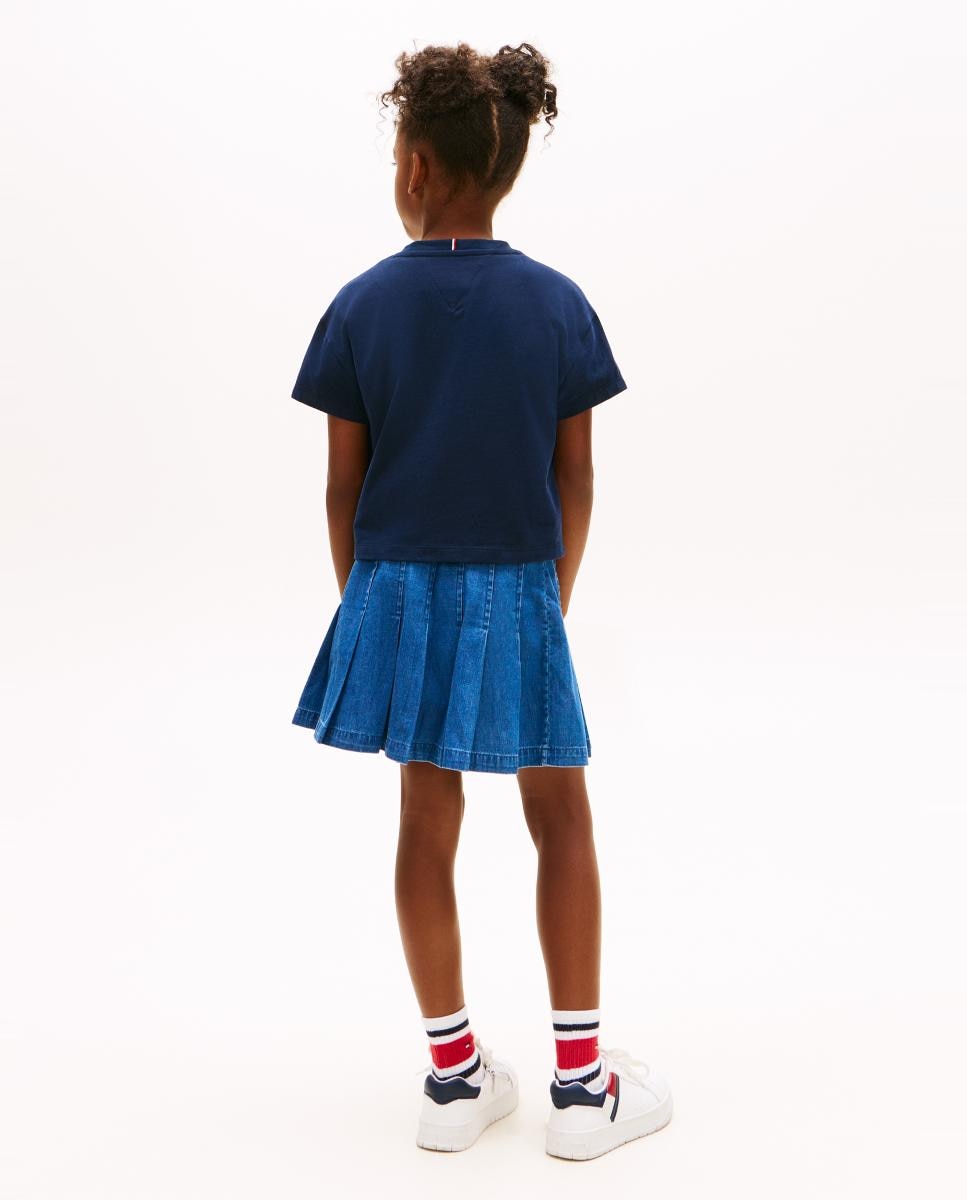 T-shirt Cropped com Logótipo de Bandeira Tommy Hilfiger Azul-2