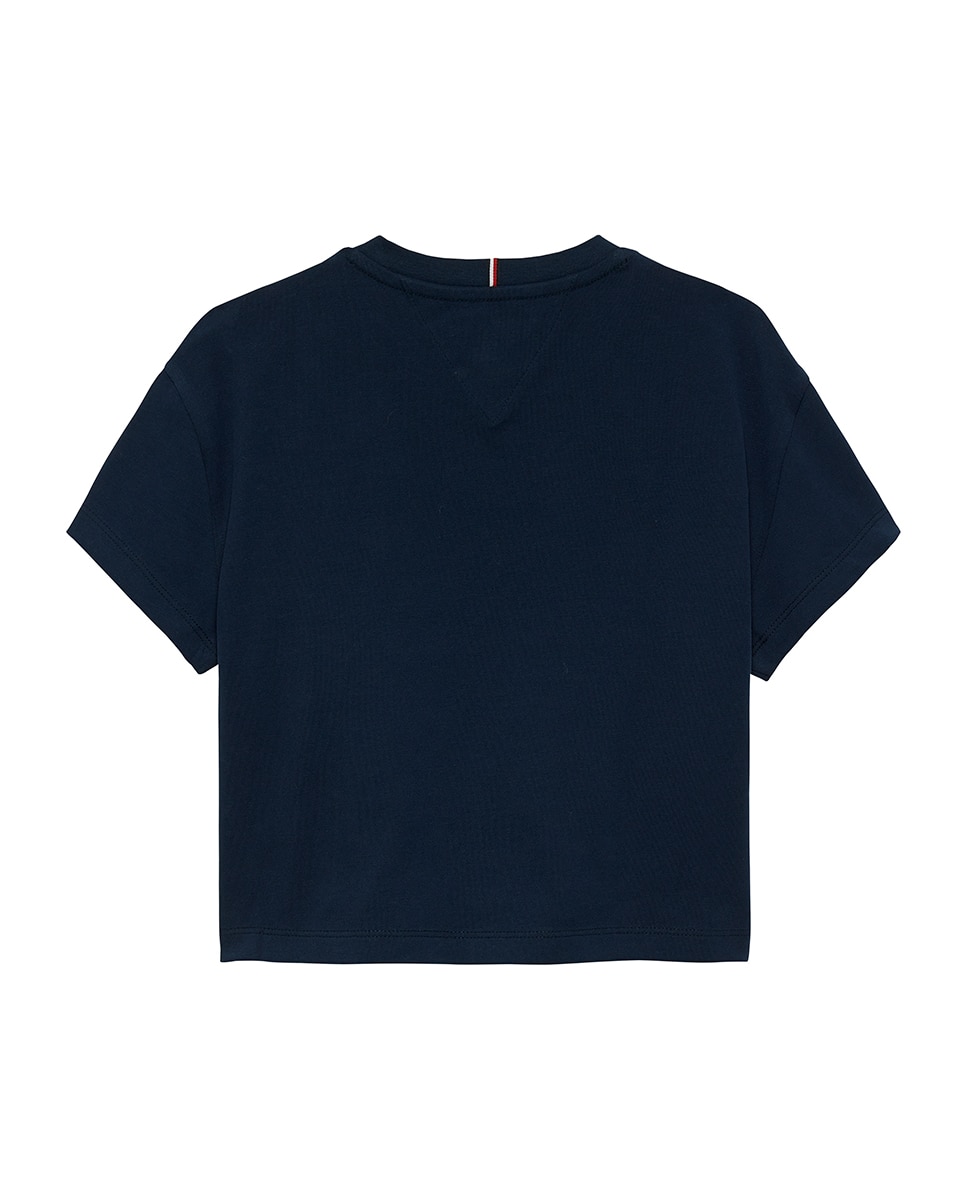 T-shirt Cropped com Logótipo de Bandeira Tommy Hilfiger Azul-6