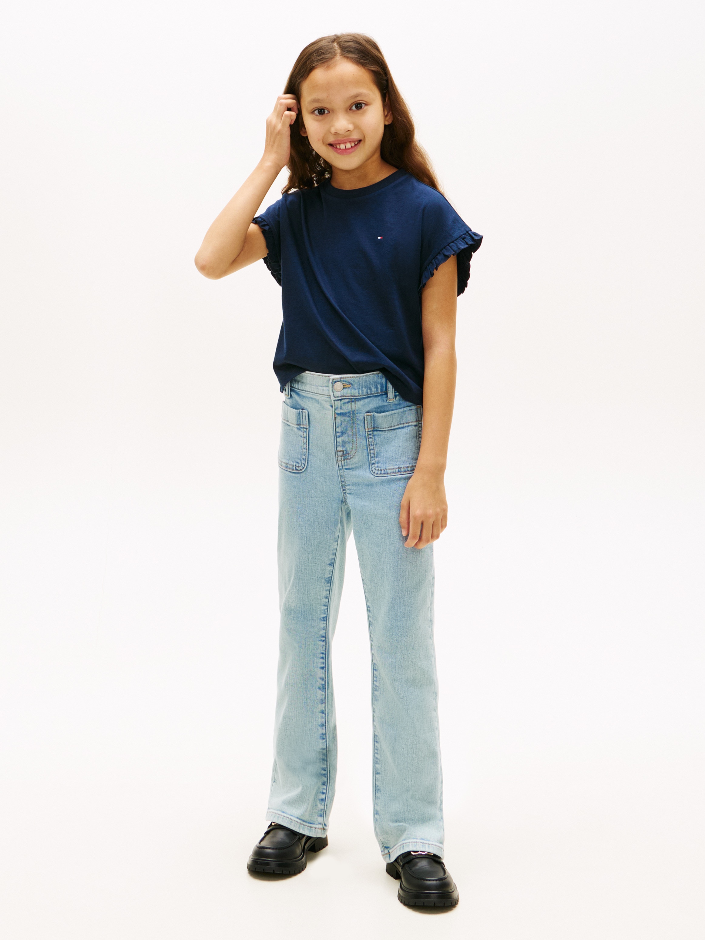 T-shirt com Folhos e Logótipo no Peito Tommy Hilfiger Azul-4