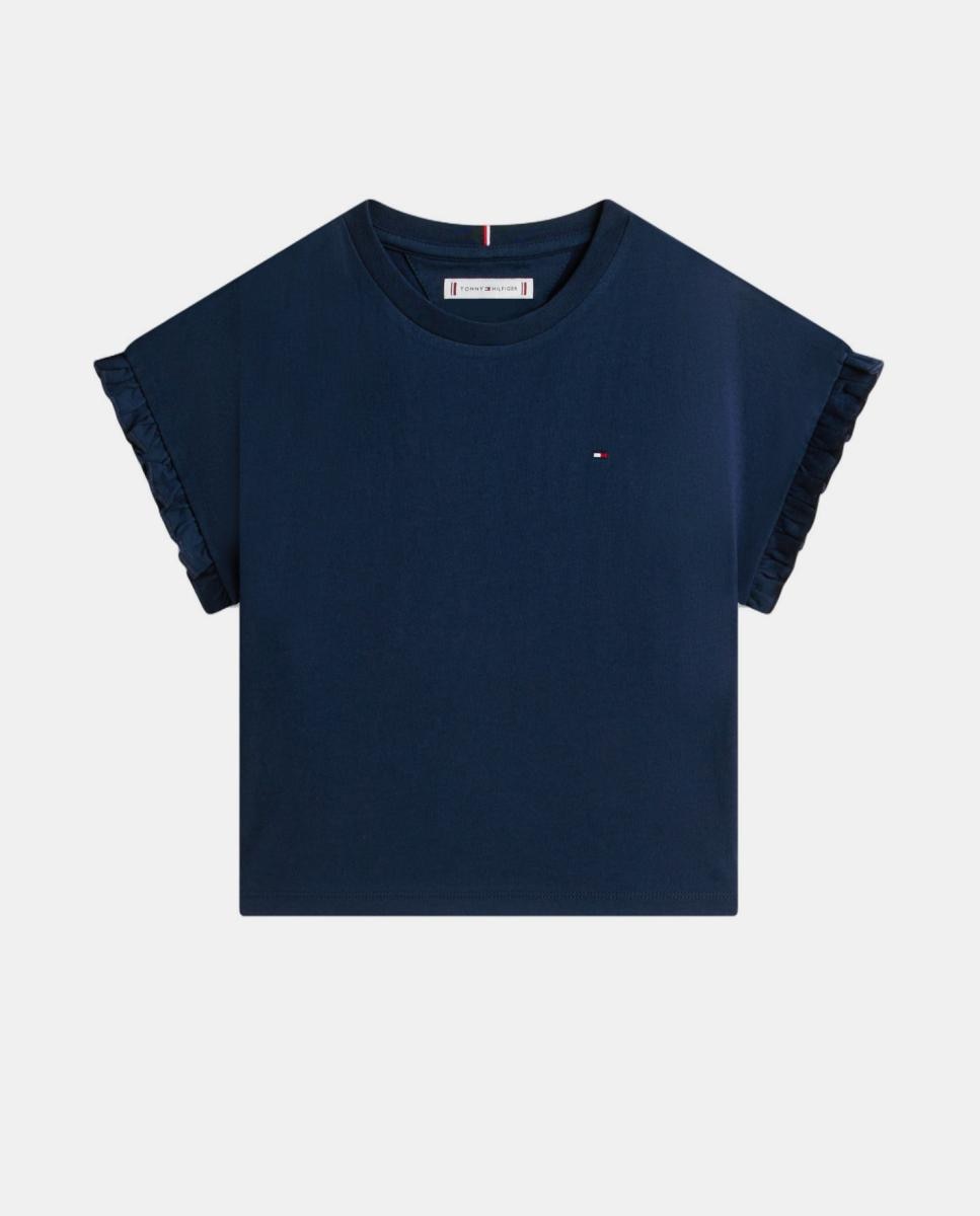 T-shirt com Folhos e Logótipo no Peito Tommy Hilfiger Azul-5