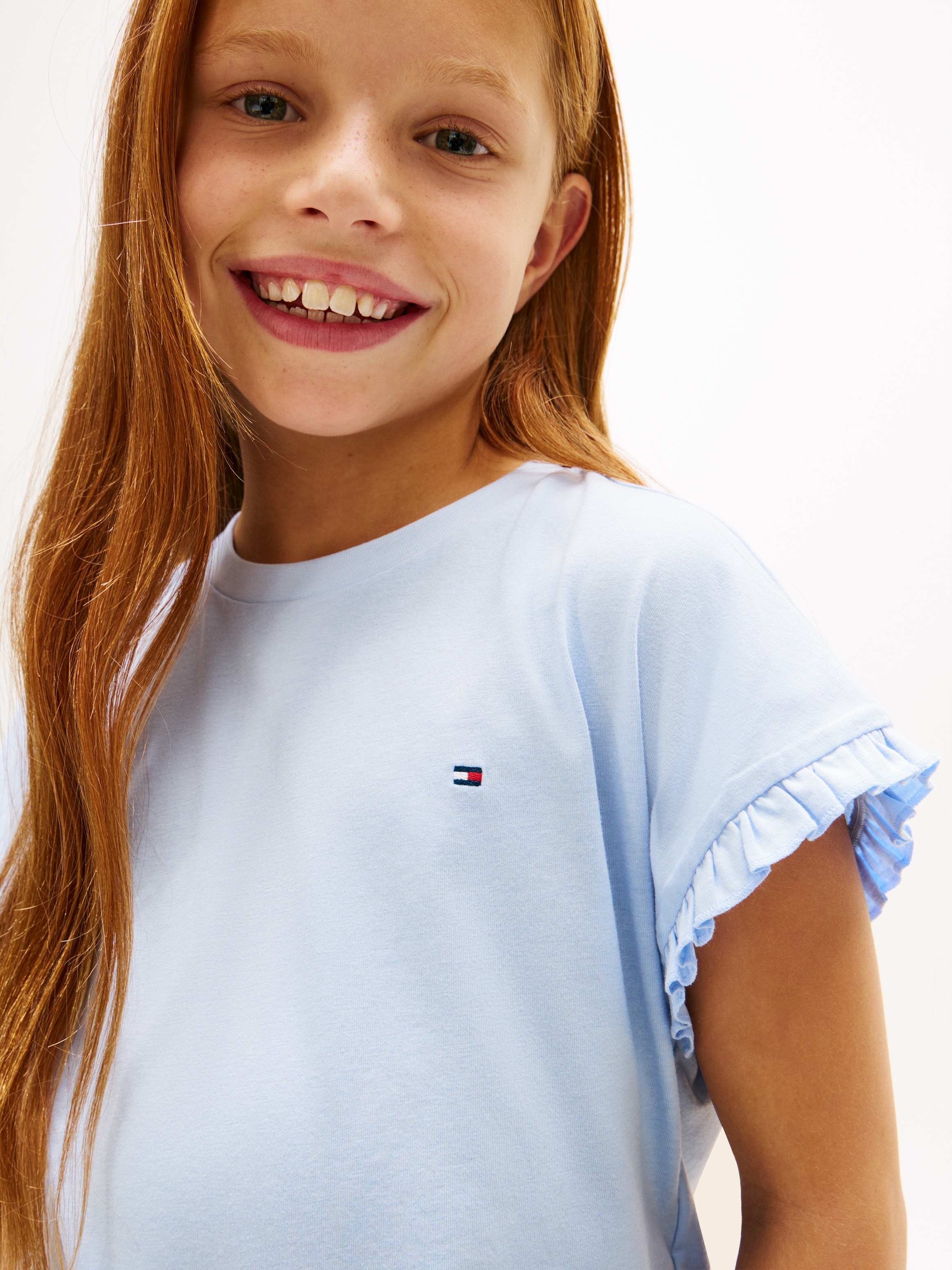 T-shirt com Folhos e Logótipo no Peito Tommy Hilfiger Azul-3