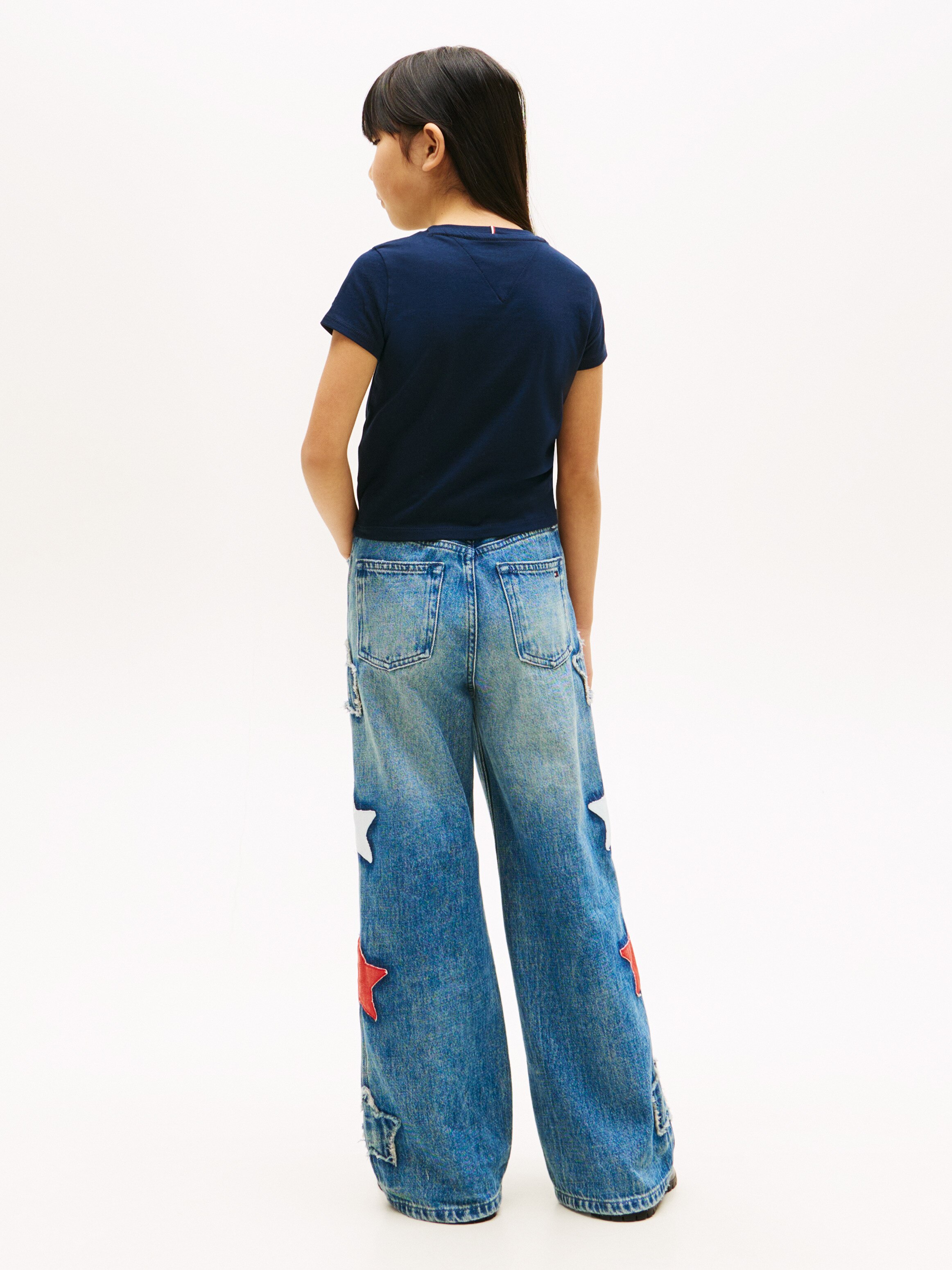 Camiseta de niña en canalé con estrella decorativa - Tommy Hilfiger - Azul Azul-2