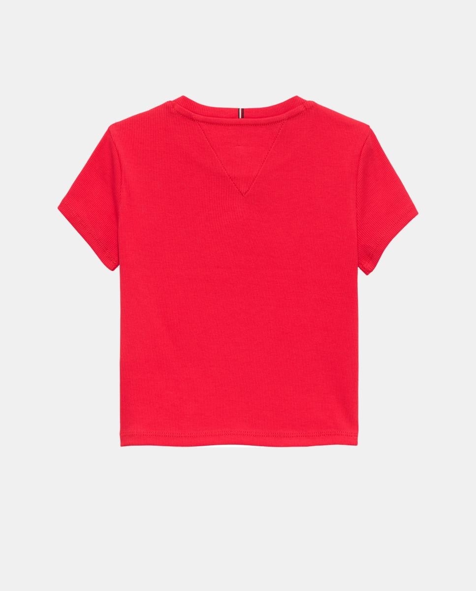 Camiseta de niña en canalé con estrella decorativa - Tommy Hilfiger - Rojo Rojo-6