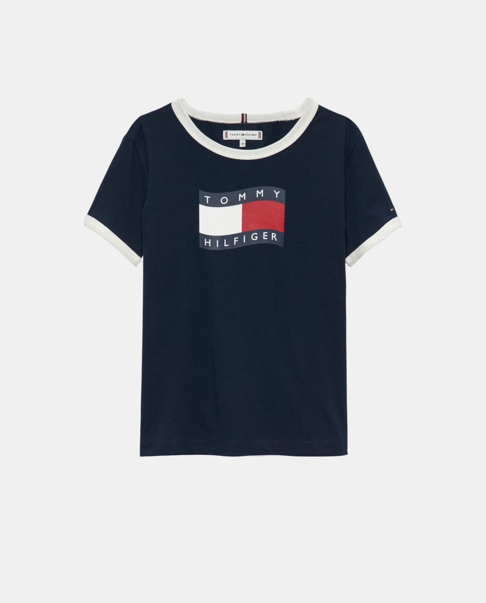 Imagem 0 de T-shirt com Logótipo à Frente e Debruados em Contraste