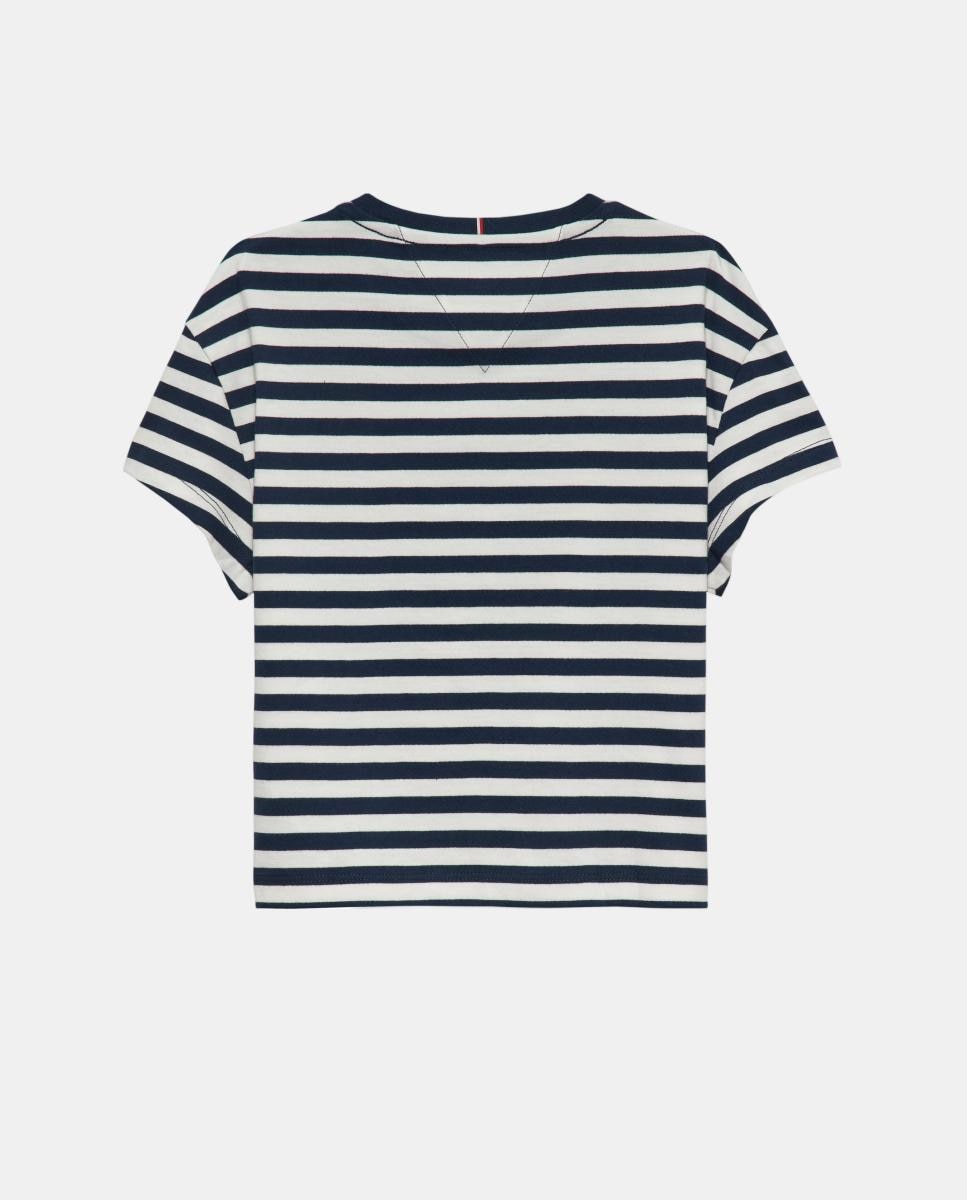 Camiseta de niña de rayas con bolsillo - Tommy Hilfiger - Azul Azul-2