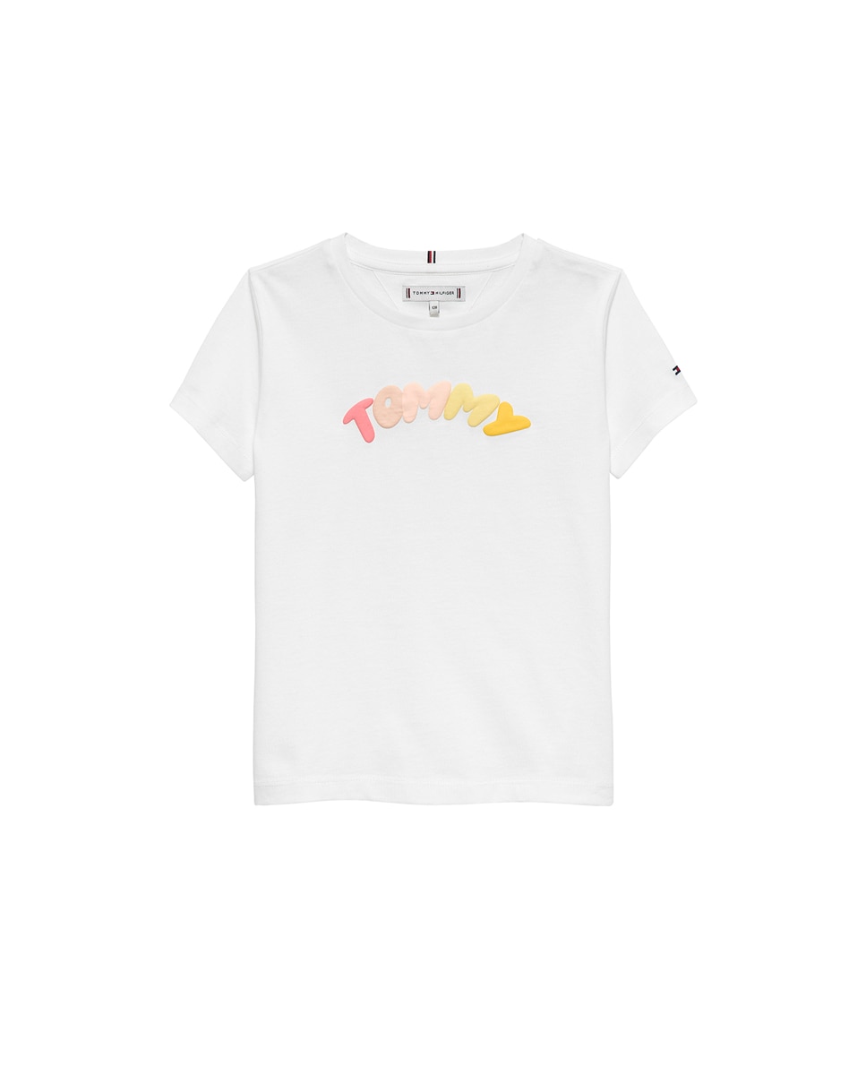 Camiseta de niña con logo en relieve - Tommy Hilfiger - Blanco Blanco-1
