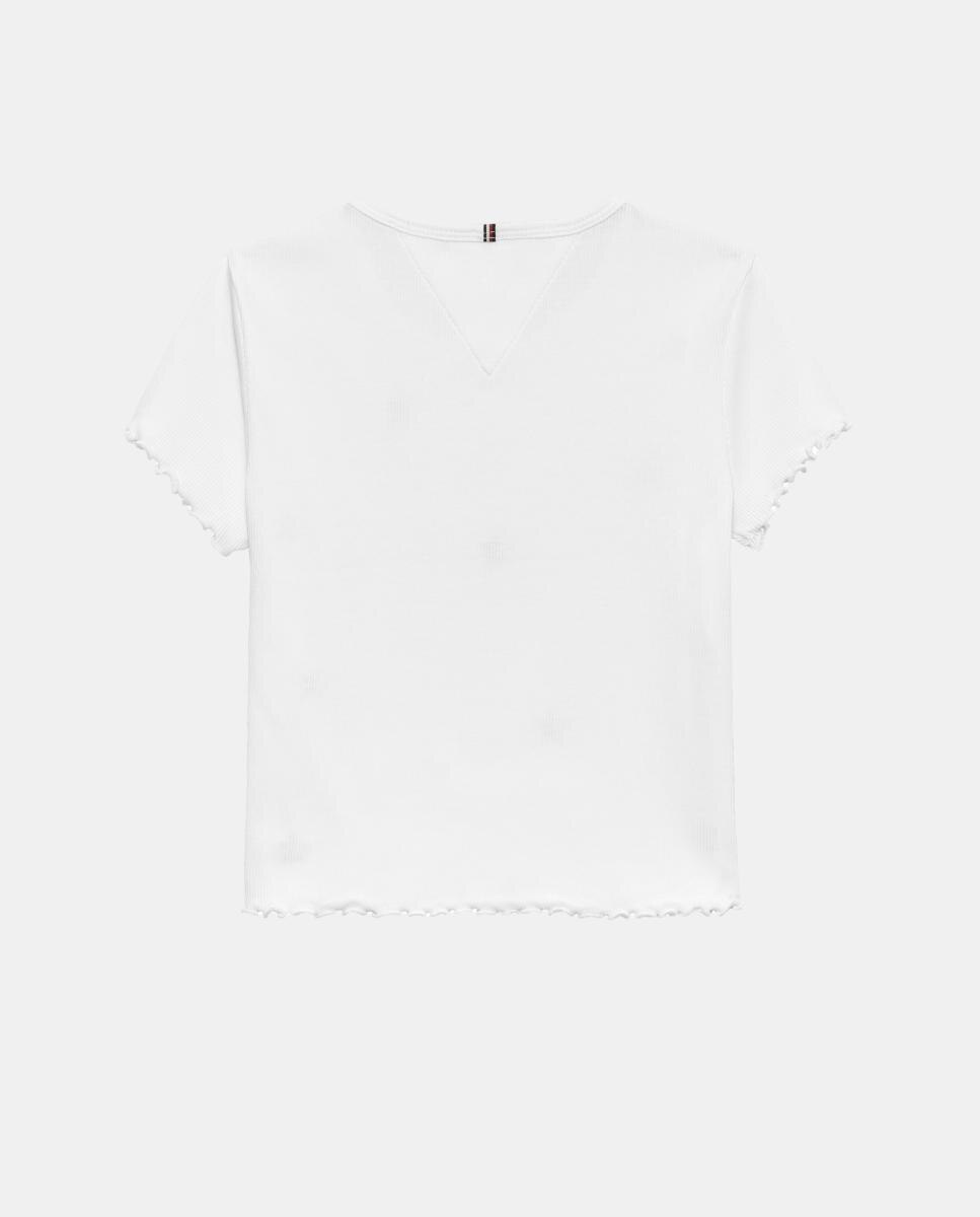 Camiseta de niña de canalé con estrellas bordadas - Tommy Hilfiger - Blanco Blanco-2